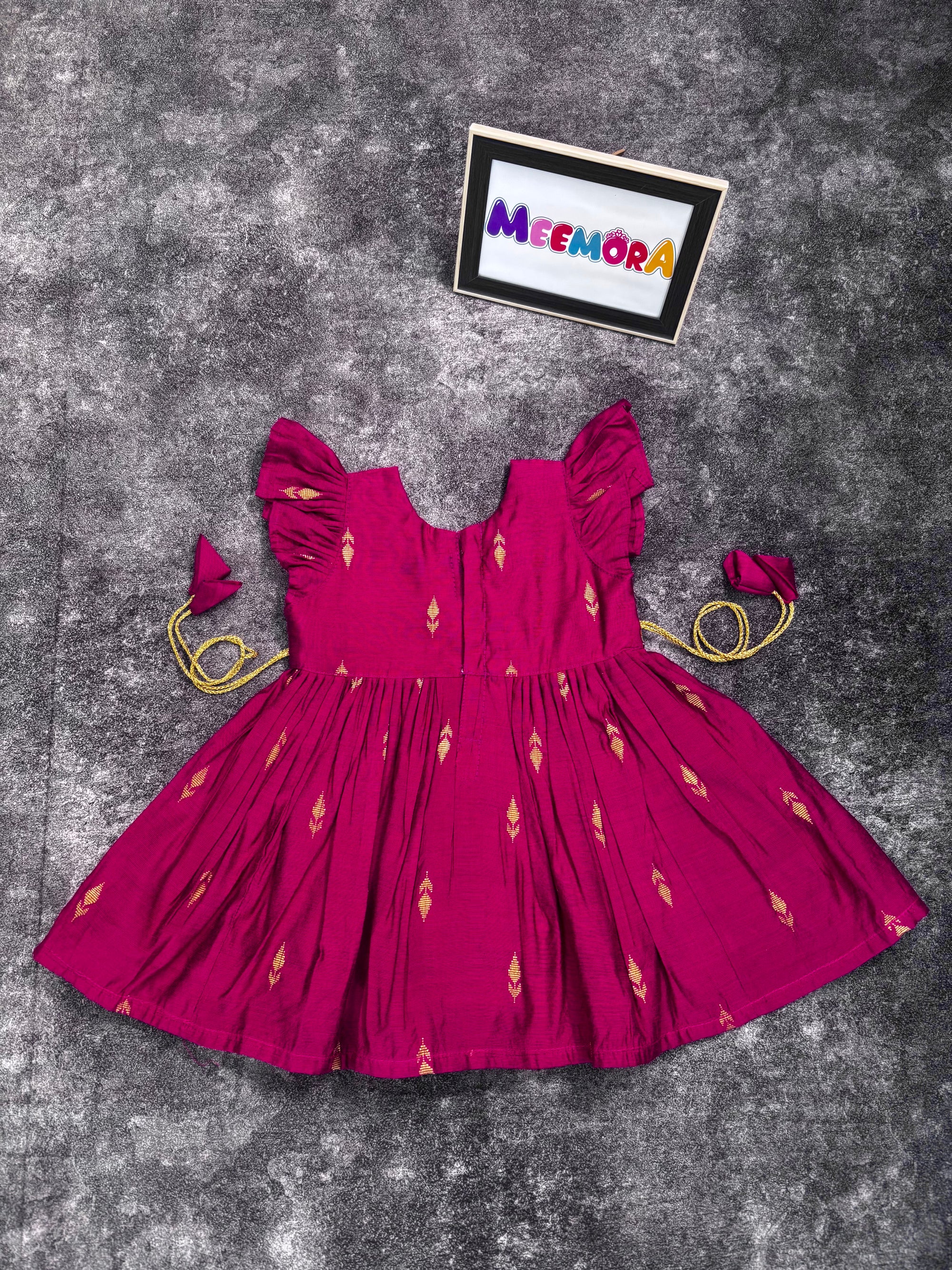 Ranipink Raw Silk Paithani Frill Frock