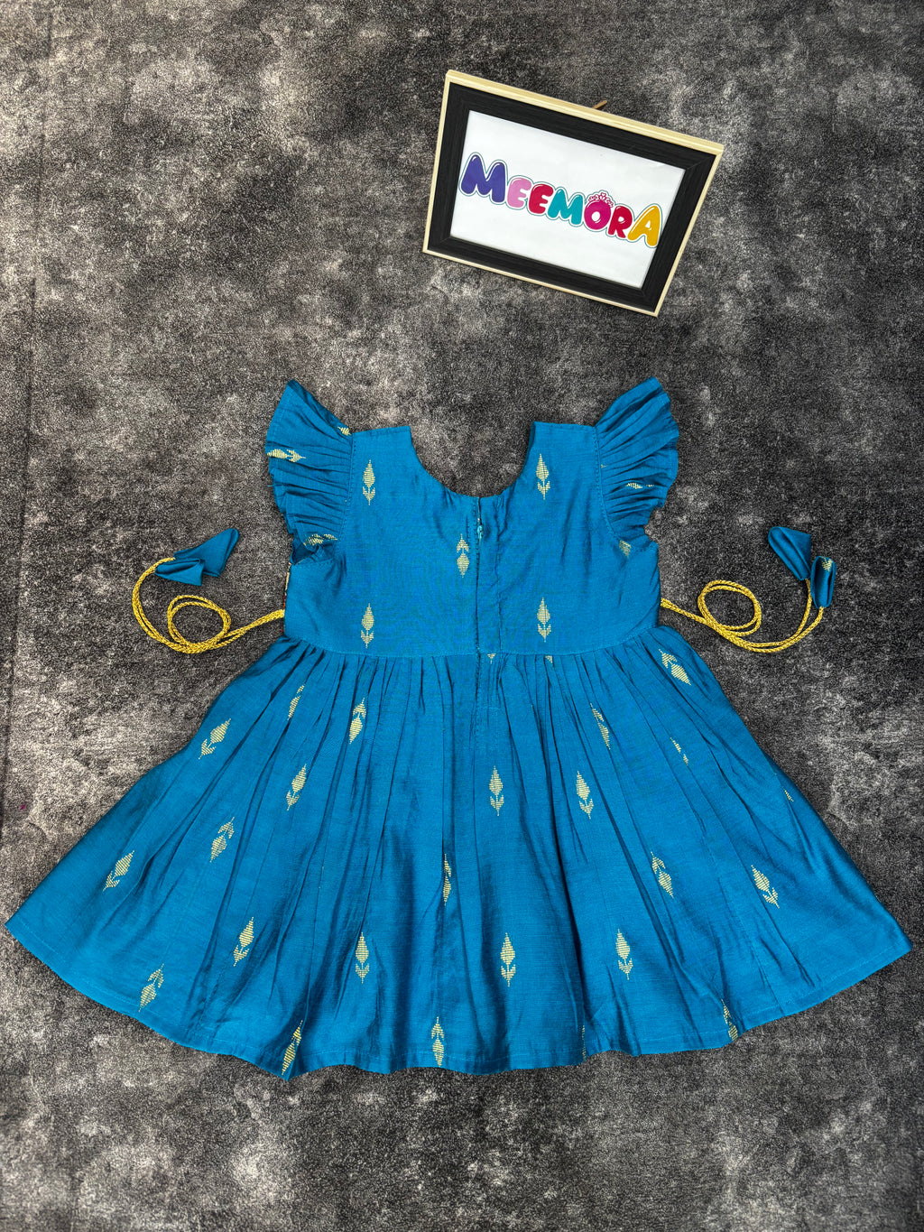 Firozi Raw Silk Paithani Frill Frock