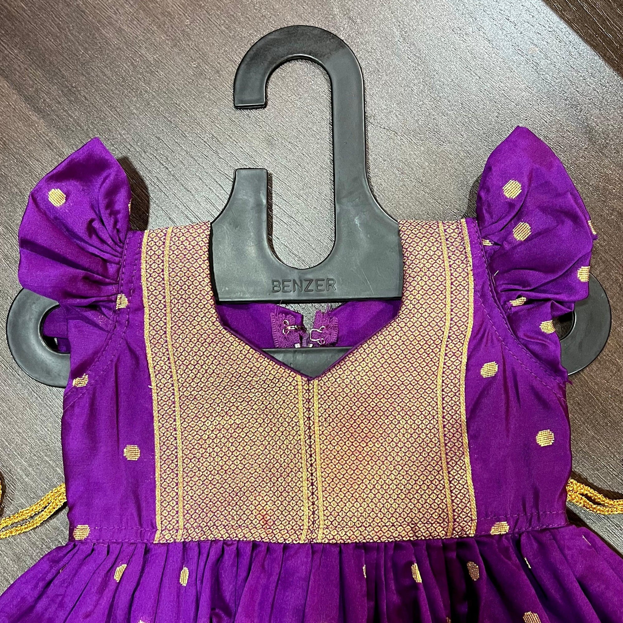 Purple Color Silk with Paithani Border Patch Dress - MEEMORA FROCKS