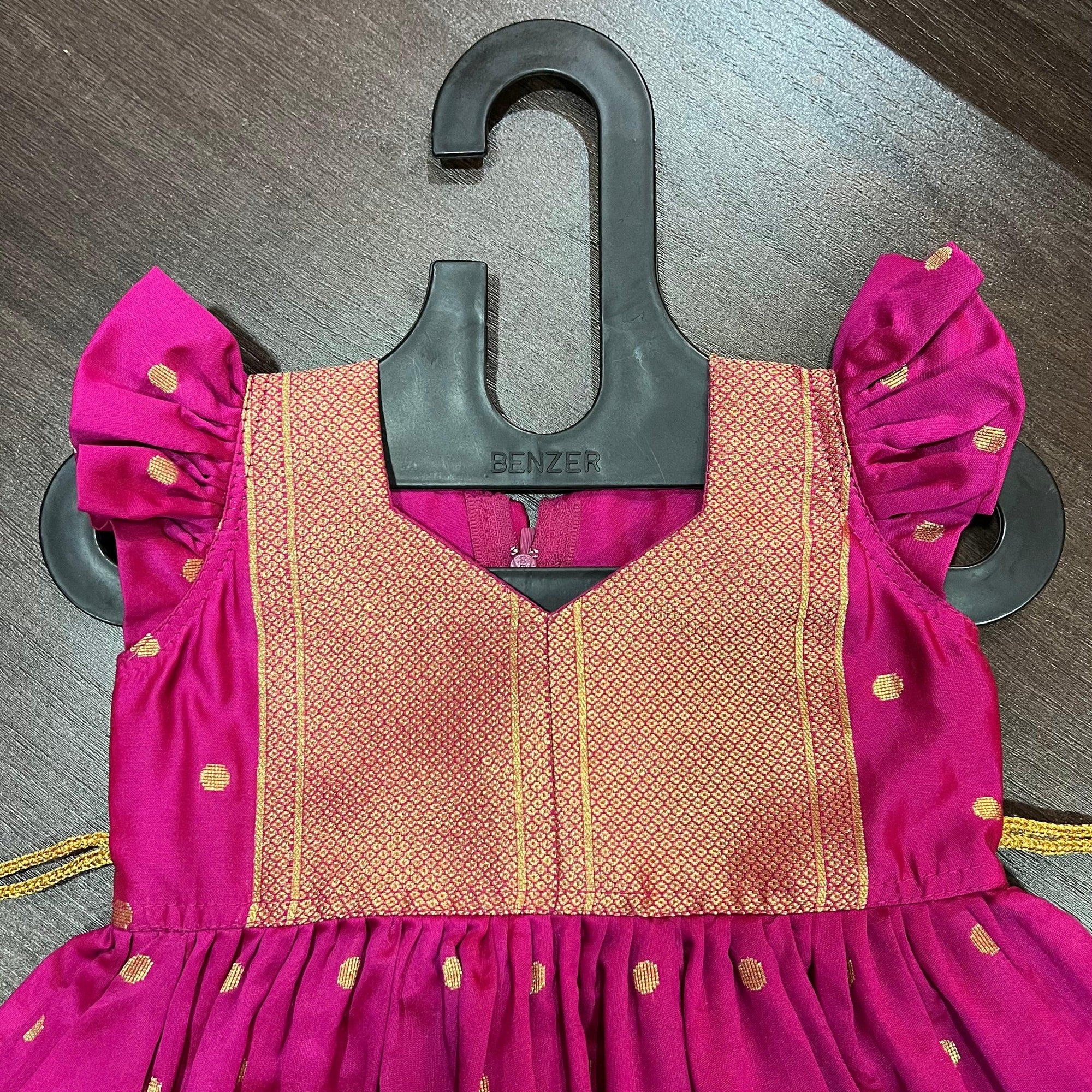 Rani Pink Color Silk with Paithani Border Patch Dress - MEEMORA FROCKS