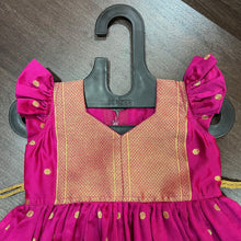 Load image into Gallery viewer, Rani Pink Color Silk with Paithani Border Patch Dress - MEEMORA FROCKS
