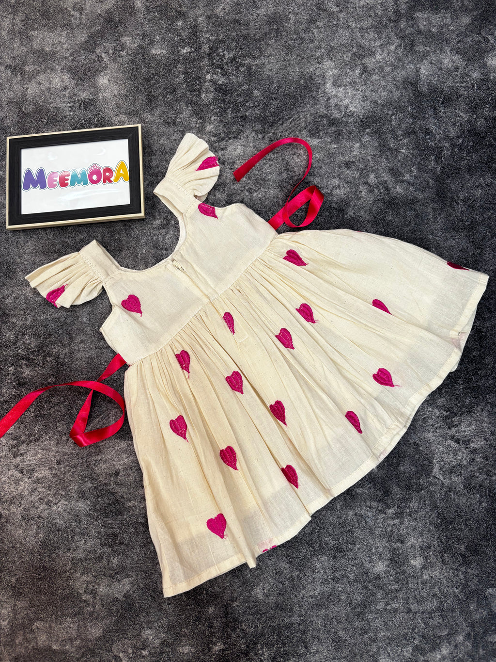 Pink Heart Print Mul Cotton Frock Dress for Baby Girls