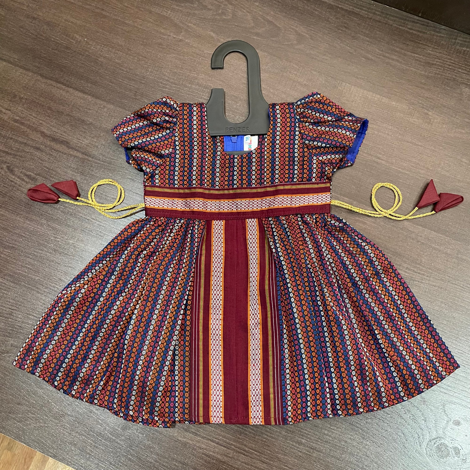 Blue Combination Khun Silk Frock