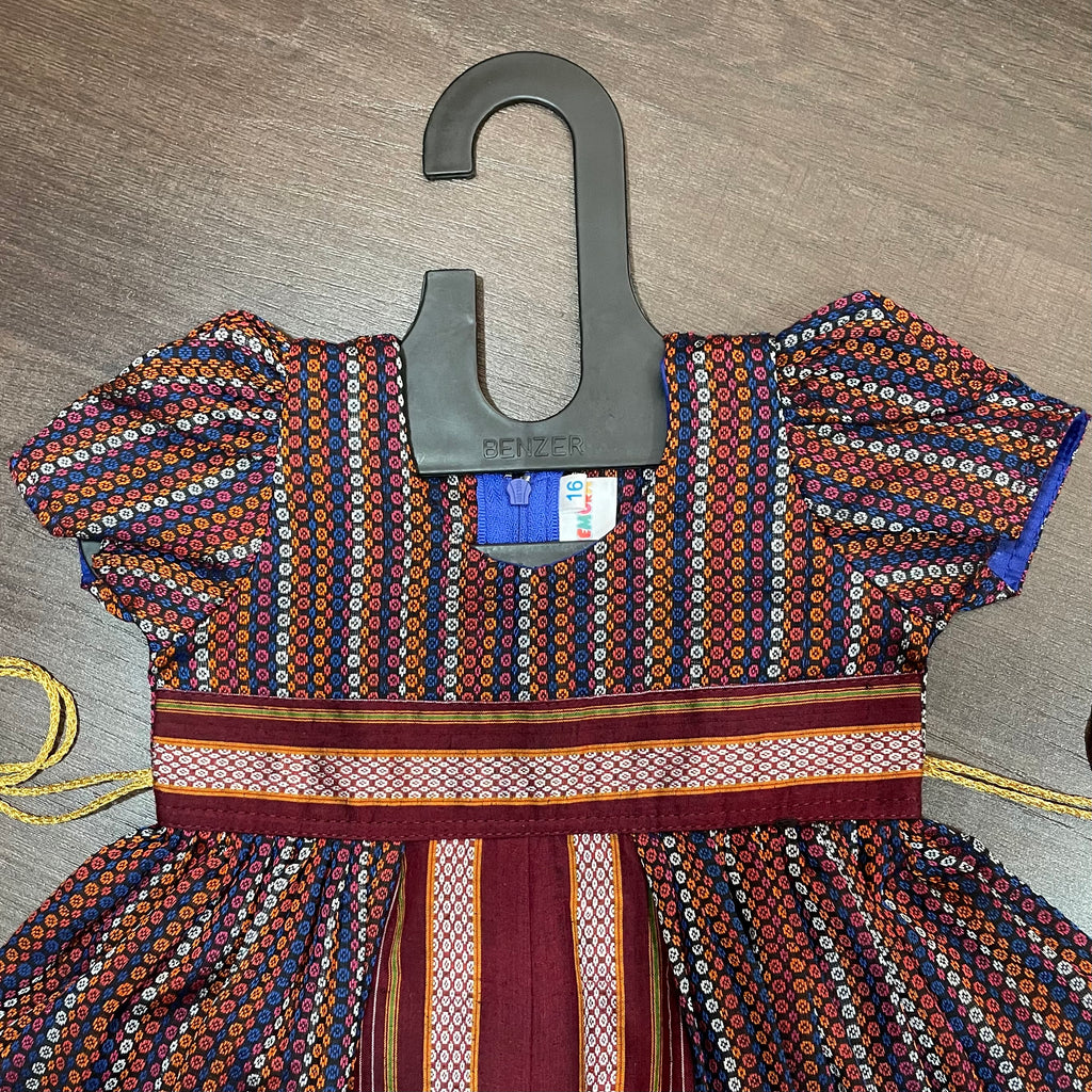 Blue Combination Khun Silk Frock