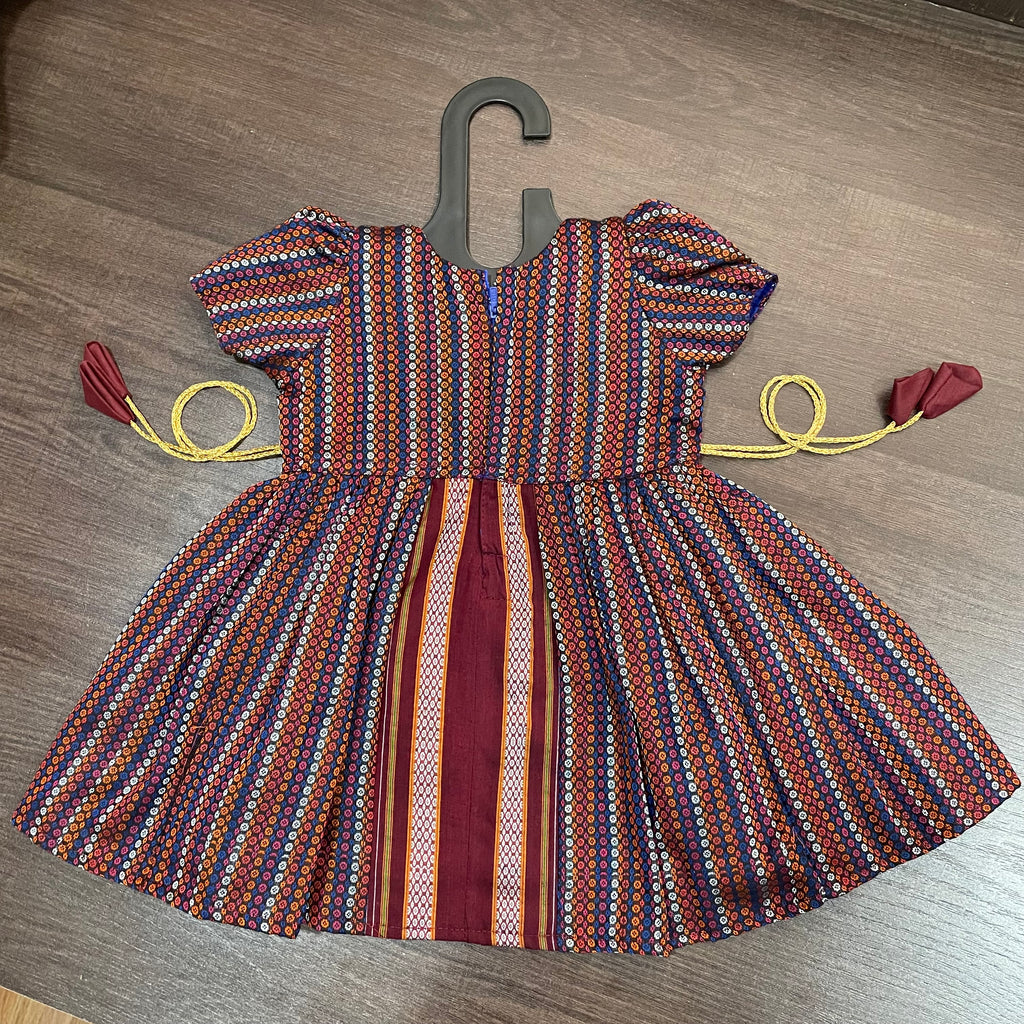 Blue Combination Khun Silk Frock