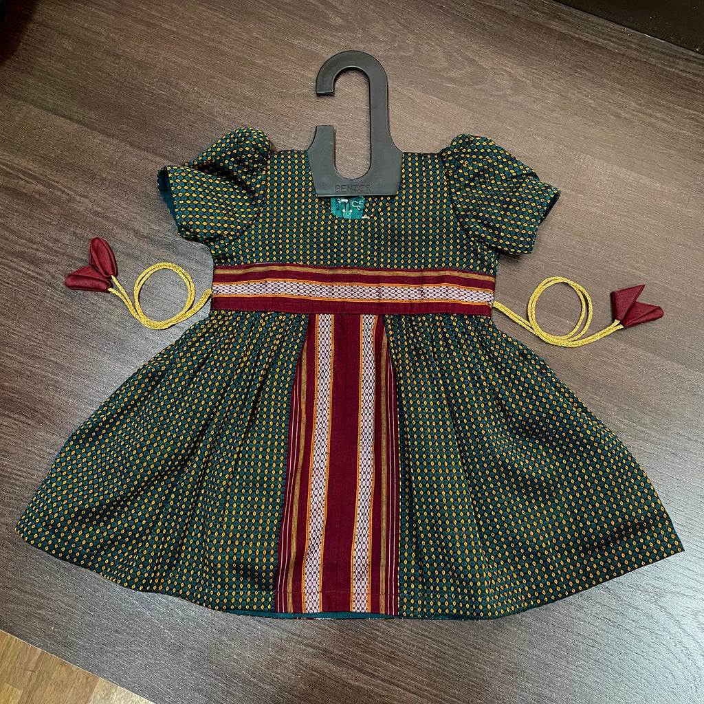 Sea Green Combination Khun Silk Frock