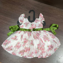 Load image into Gallery viewer, White Chiffon Lily Print Ballon Styled Frock
