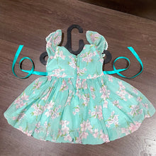 Load image into Gallery viewer, Pista Chiffon Lily Print Ballon Styled Frock
