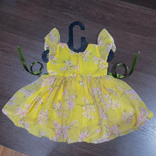 Load image into Gallery viewer, Bright Yellow Chiffon Lily Print Ballon Styled Frock
