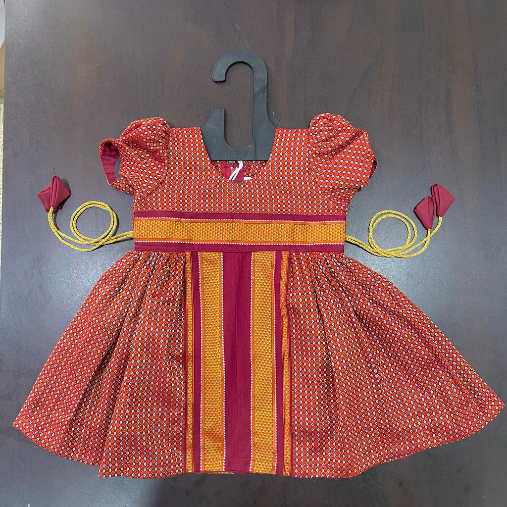 Maroon Combination Khun Silk Frock