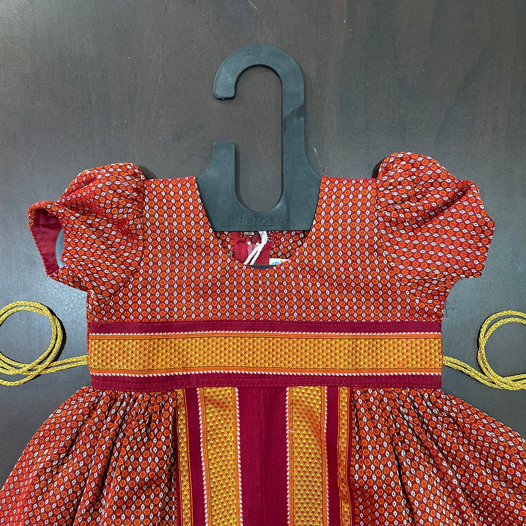 Maroon Combination Khun Silk Frock