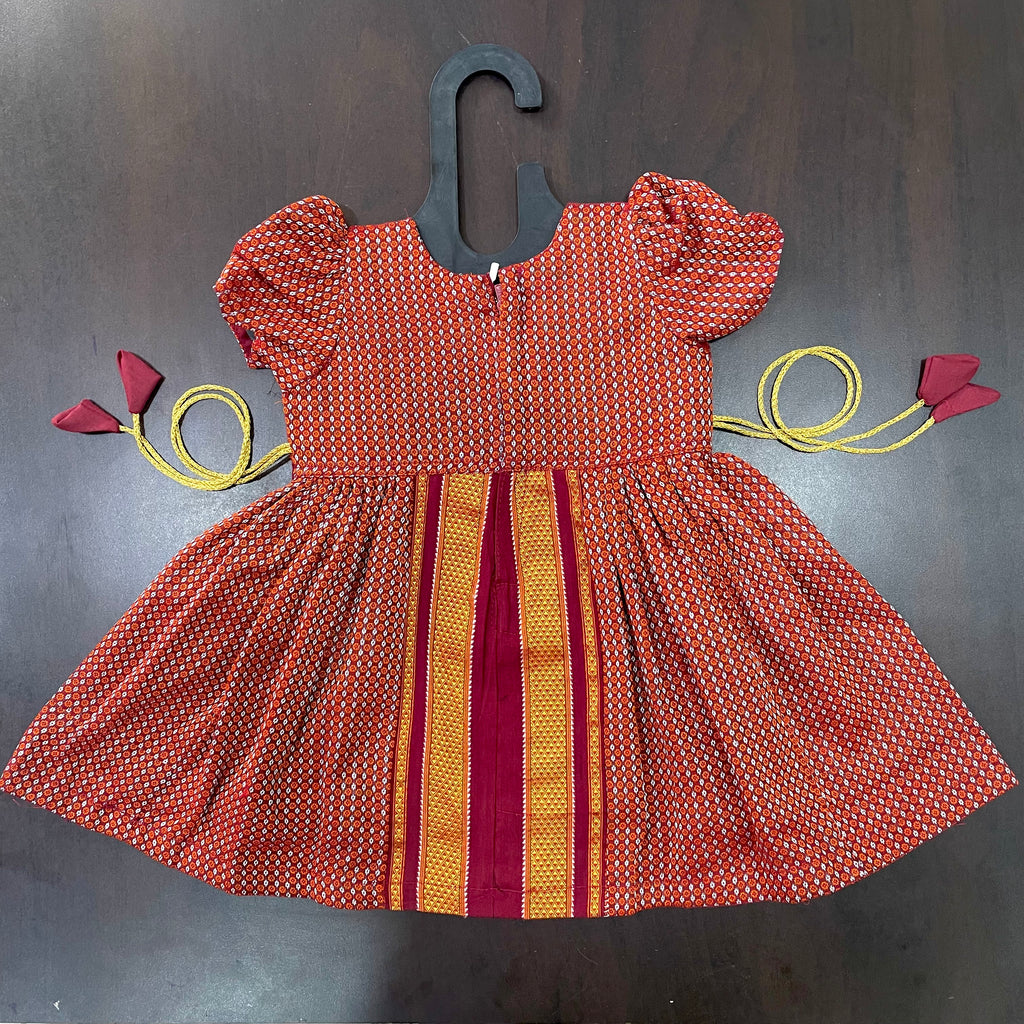 Maroon Combination Khun Silk Frock