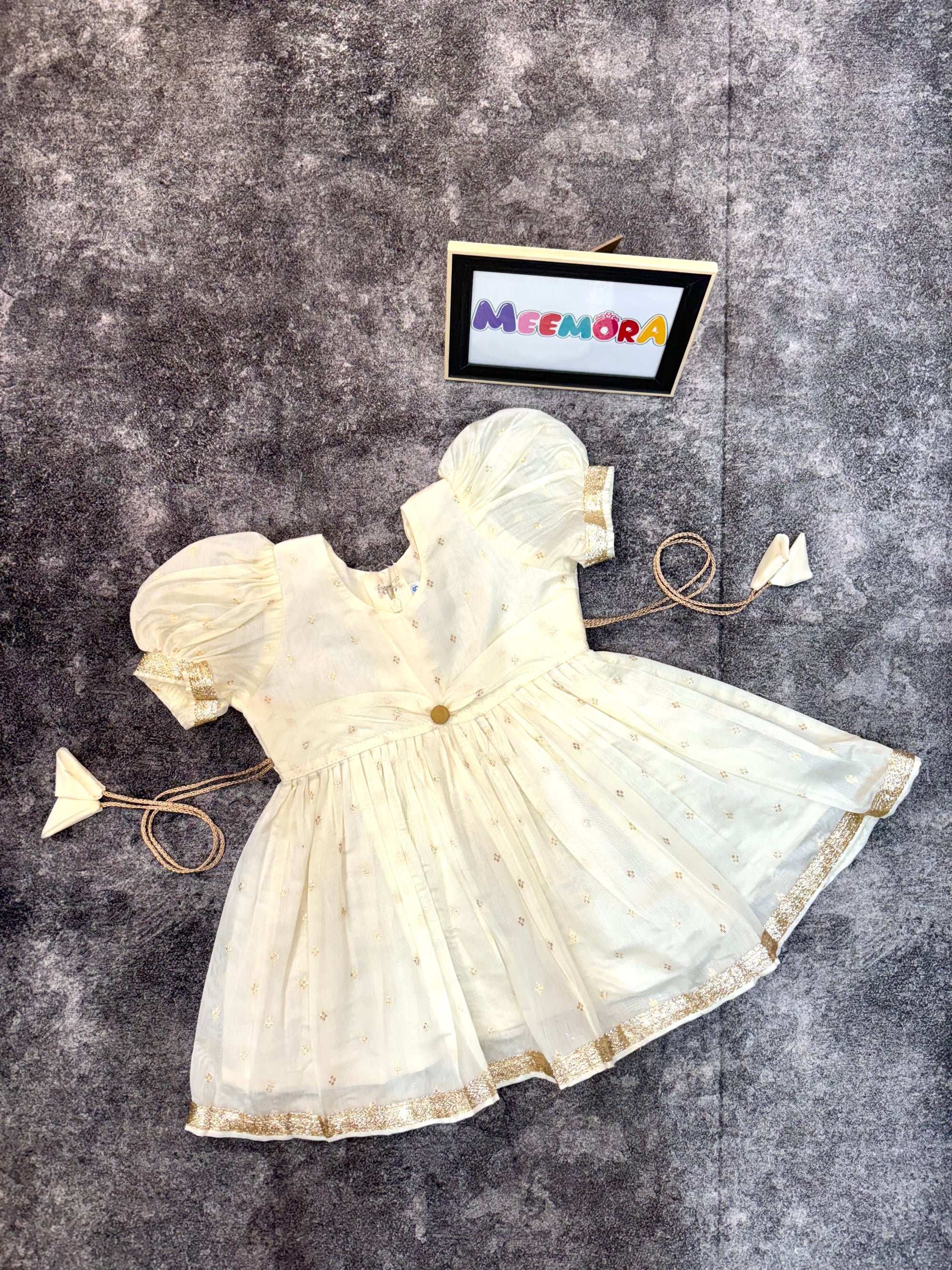 Off White Chanderi Silk Frock