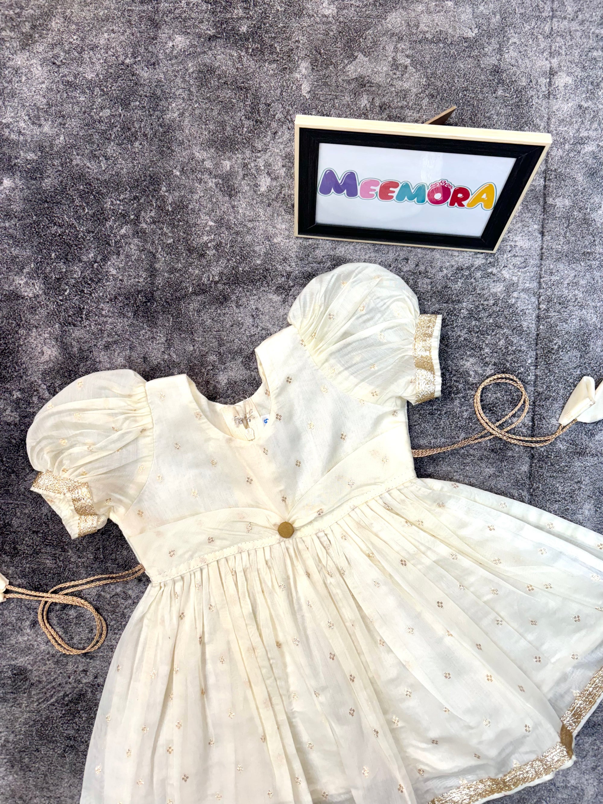 Off White Chanderi Silk Frock