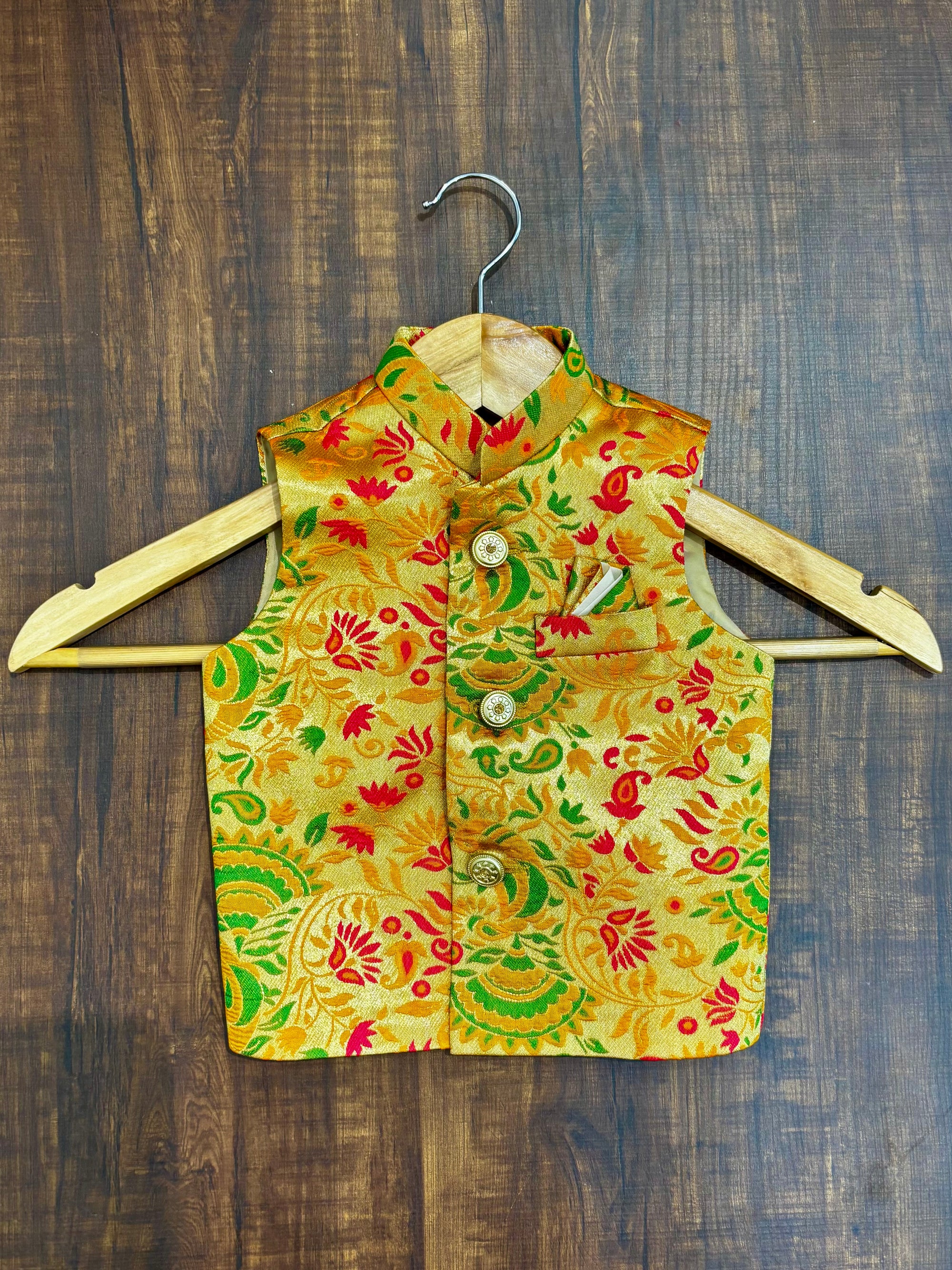 Yellow Peacock Paithani Golden Zari Modi Jacket