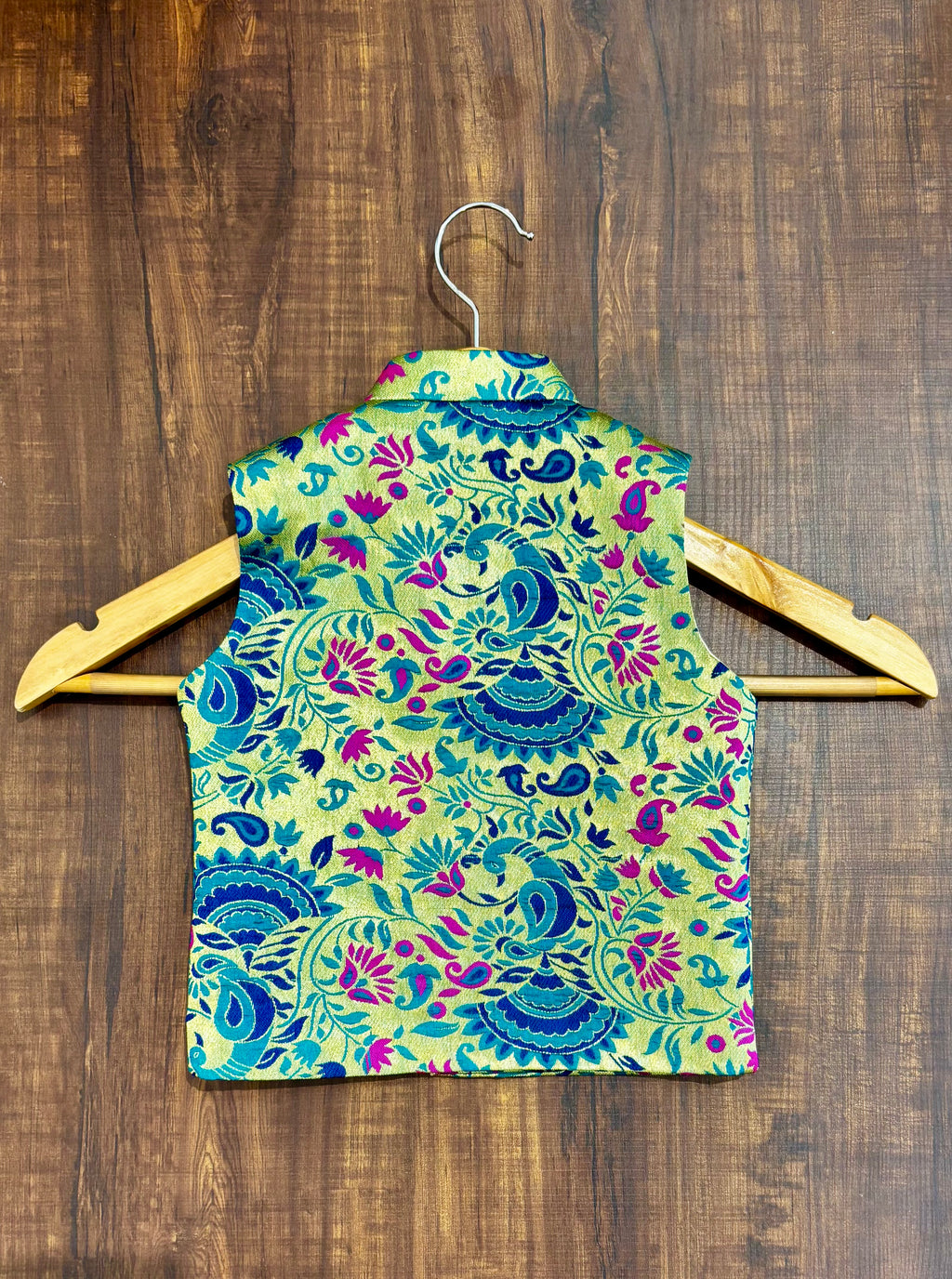 Seagreen Peacock Paithani Golden Zari Modi Jacket