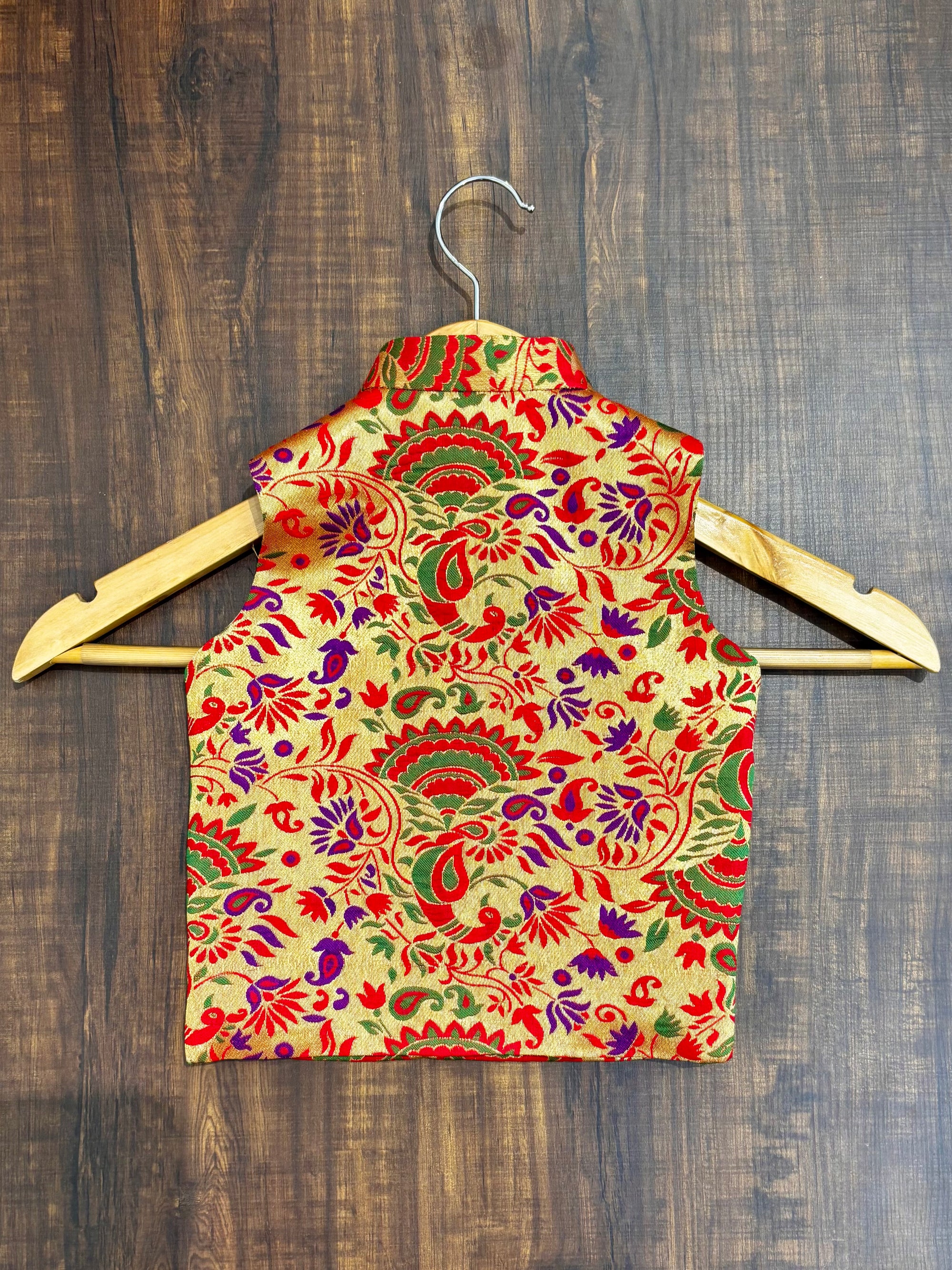 Red Peacock Paithani Golden Zari Modi Jacket