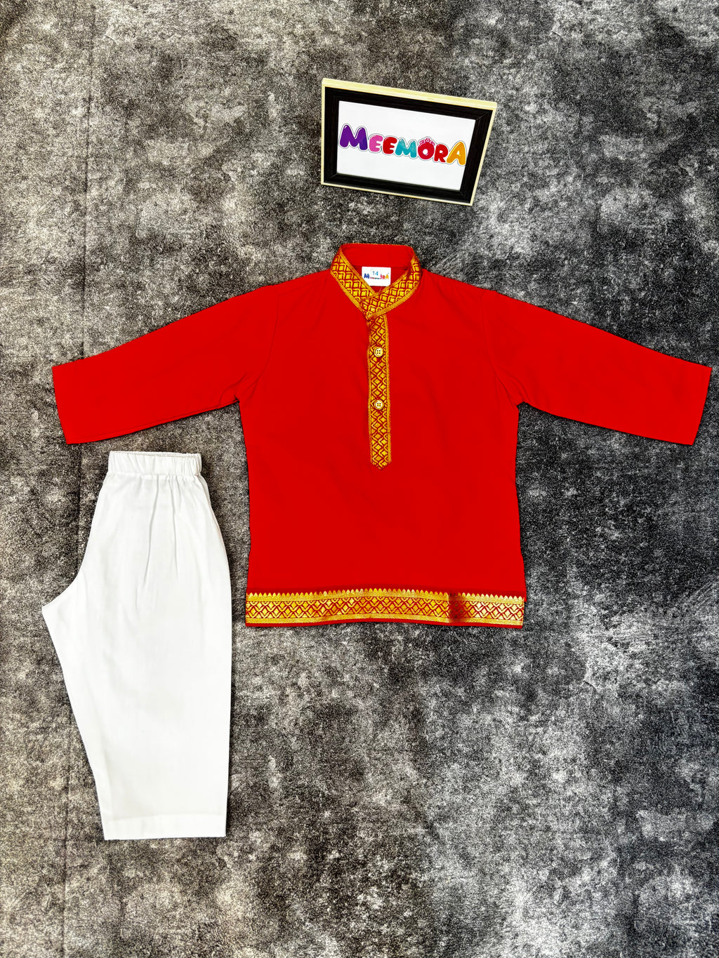 Red Two Toned Traditional Silk Kurta Pajama