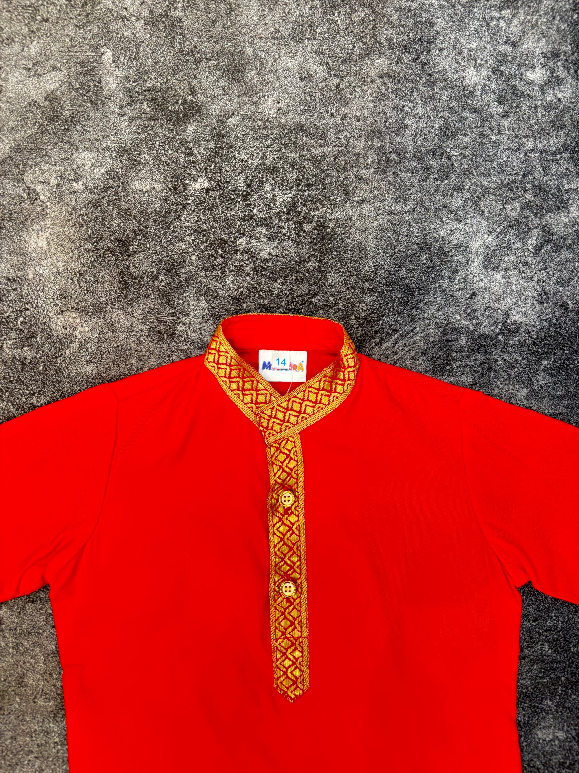 Red Two Toned Traditional Silk Kurta Pajama