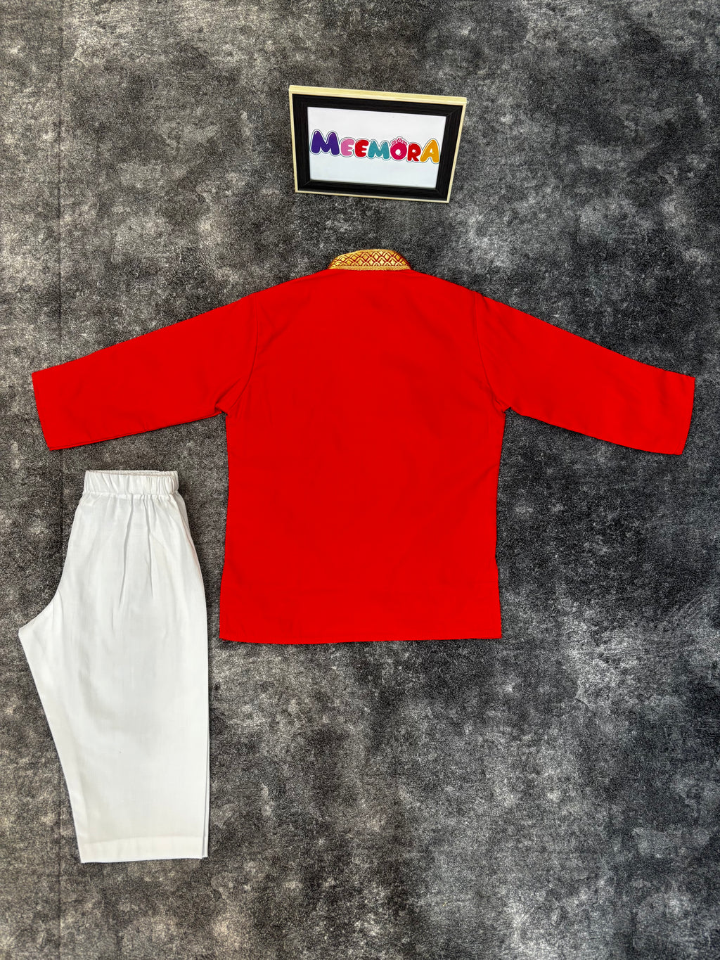 Red Two Toned Traditional Silk Kurta Pajama