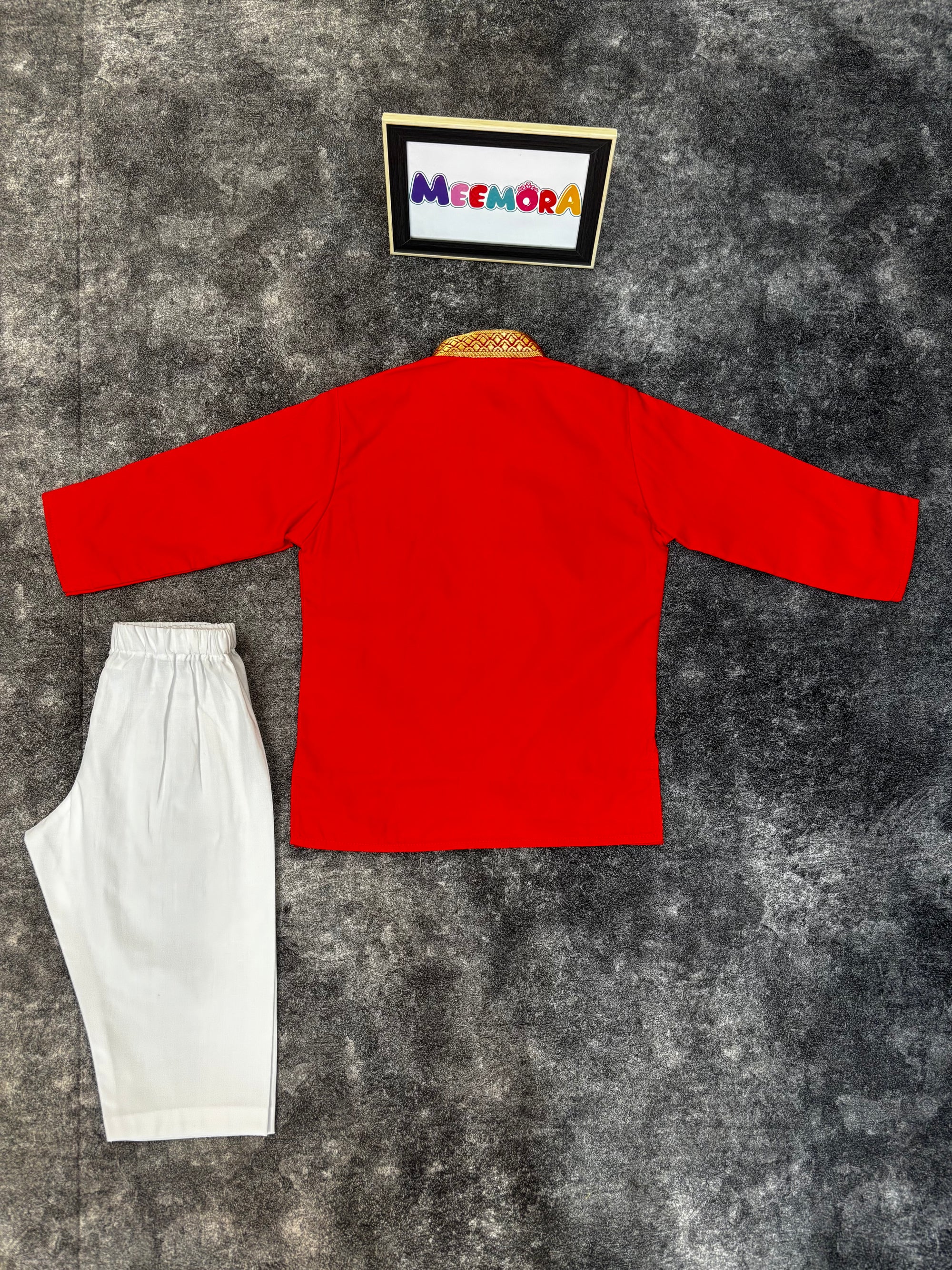 Red Two Toned Traditional Silk Kurta Pajama