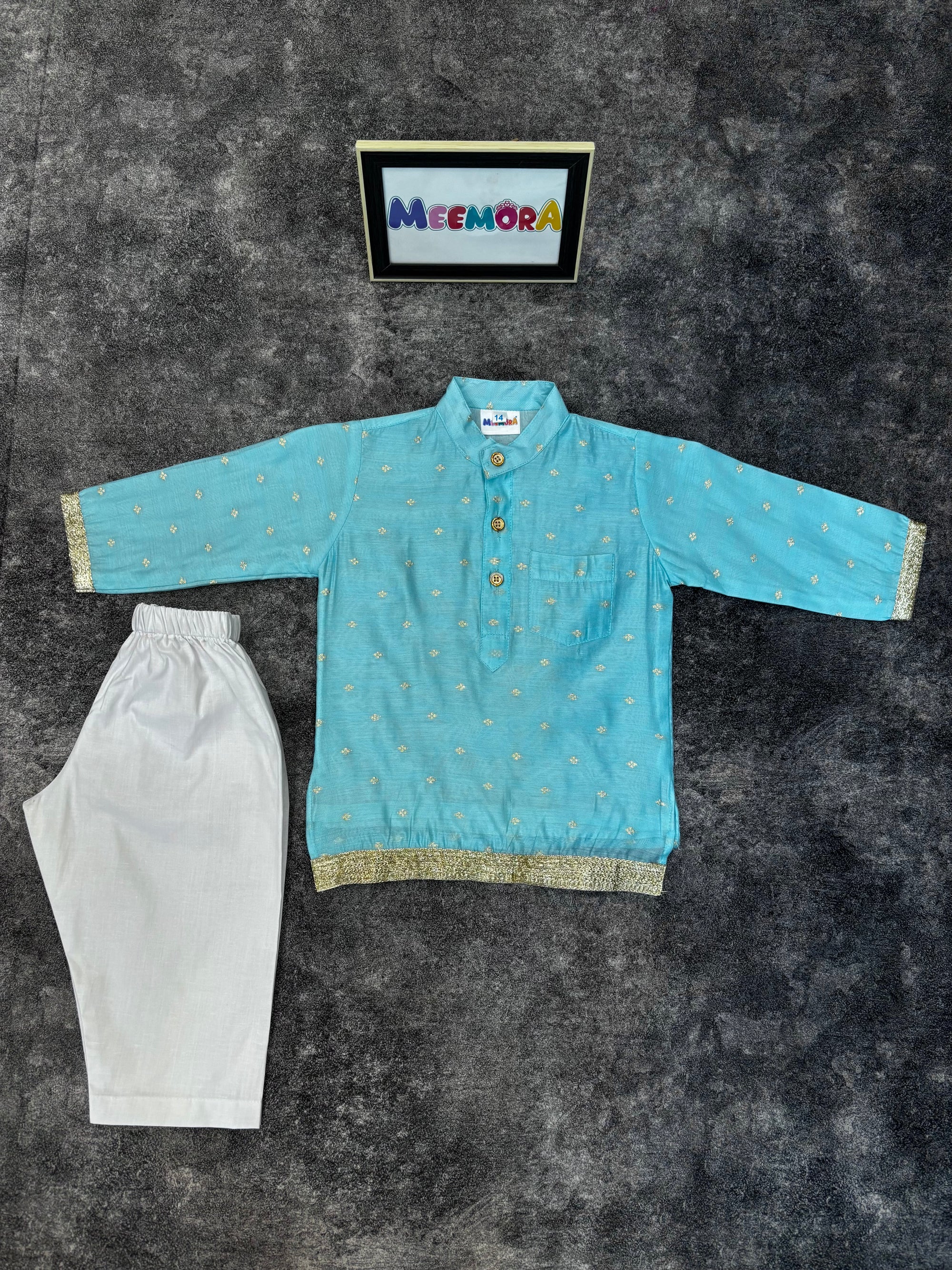 Sky Blue Color Chanderi Silk Kurta Pajama