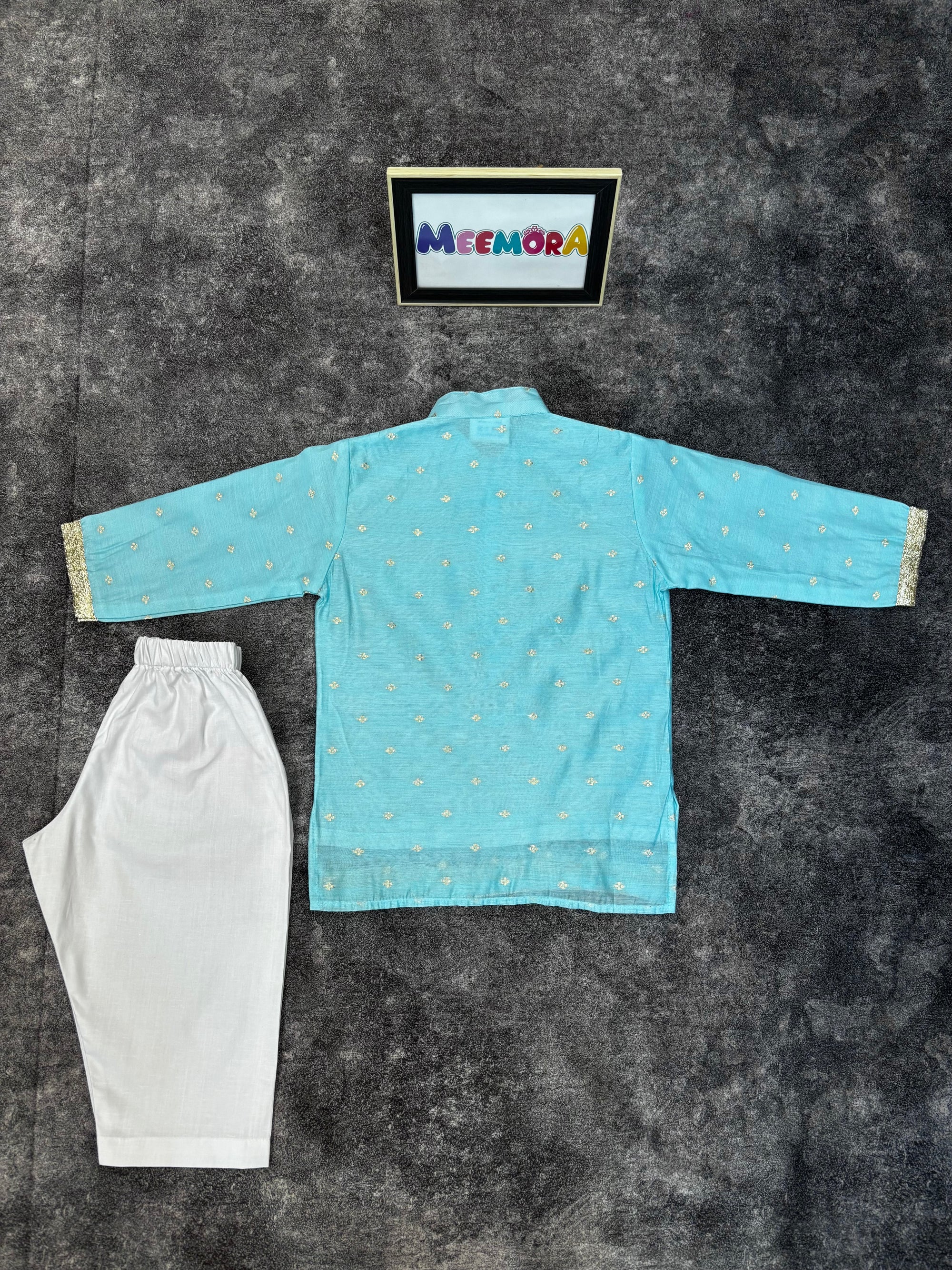 Sky Blue Color Chanderi Silk Kurta Pajama