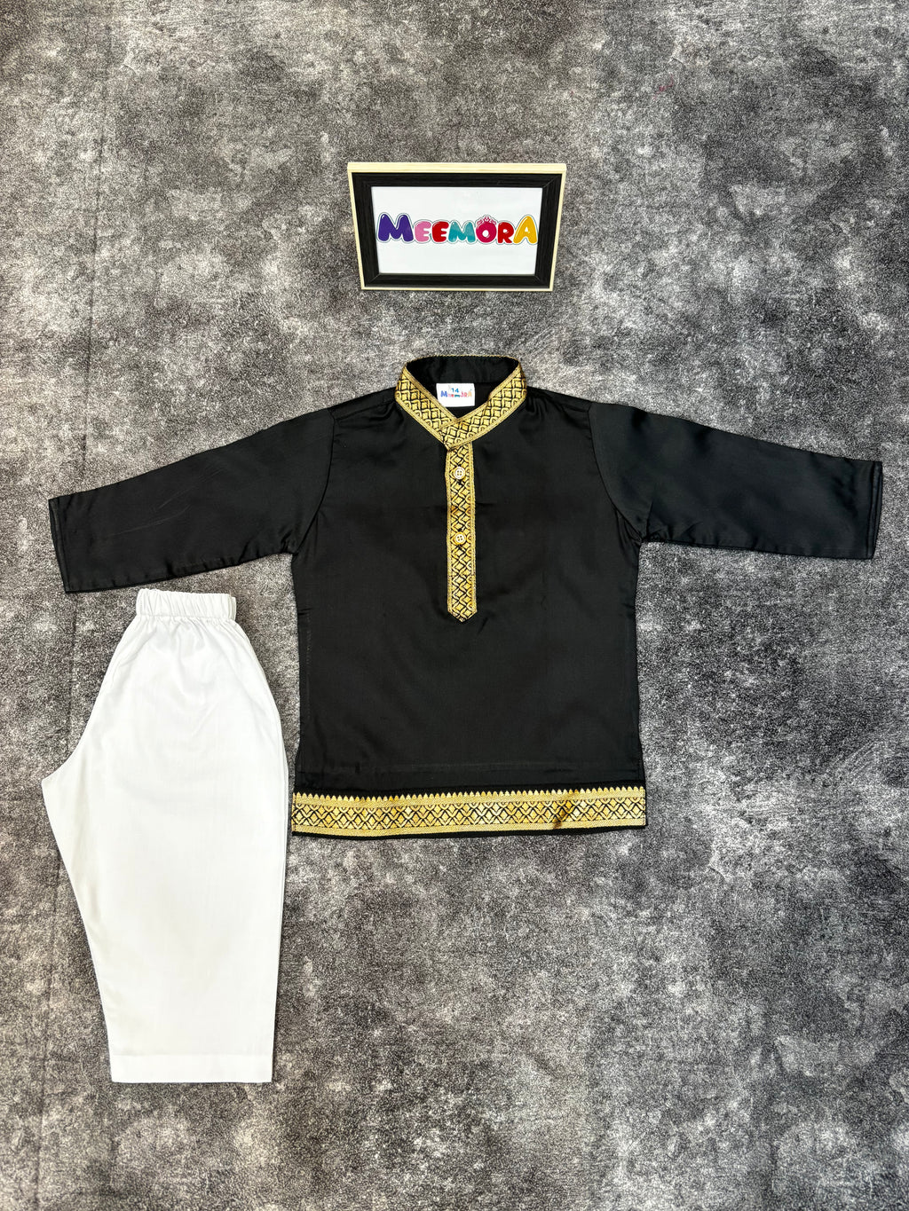 Black Two Toned Traditional Silk Kurta Pajama