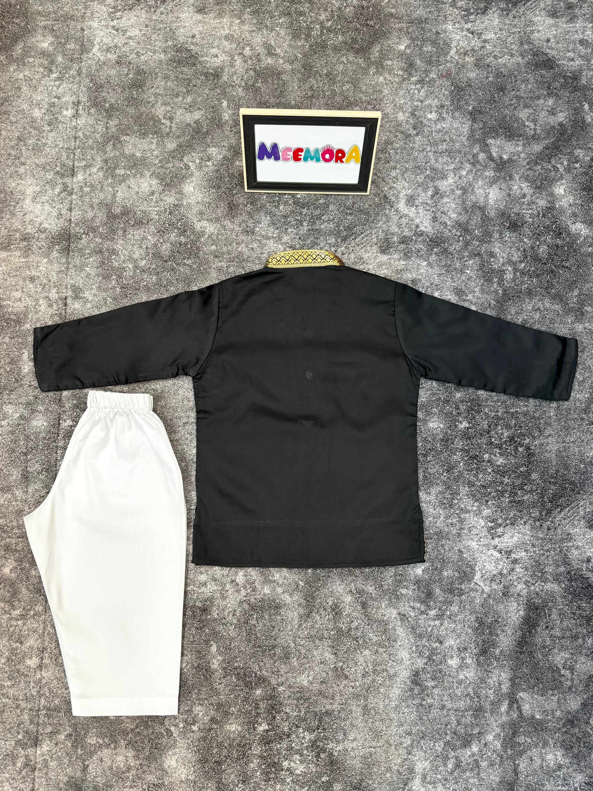 Black Two Toned Traditional Silk Kurta Pajama