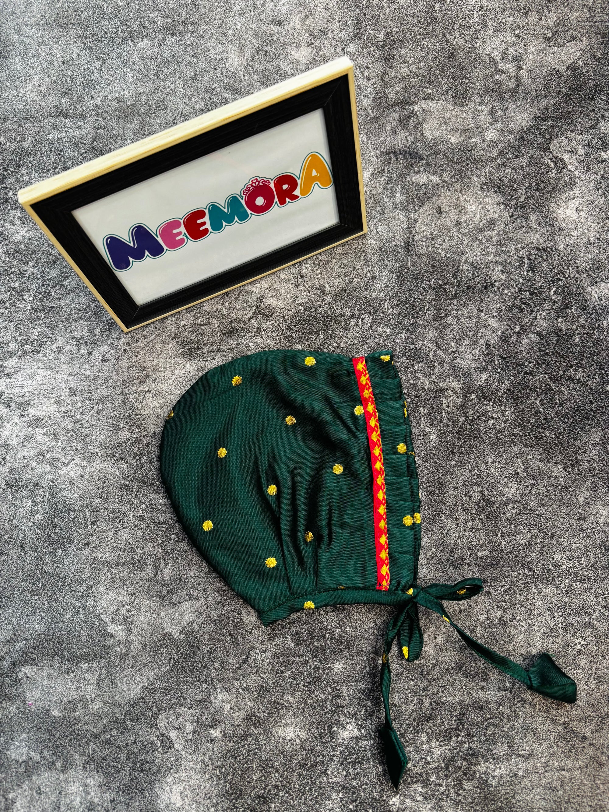 Bottle Green Paithani Styled Traditional Cap Topi