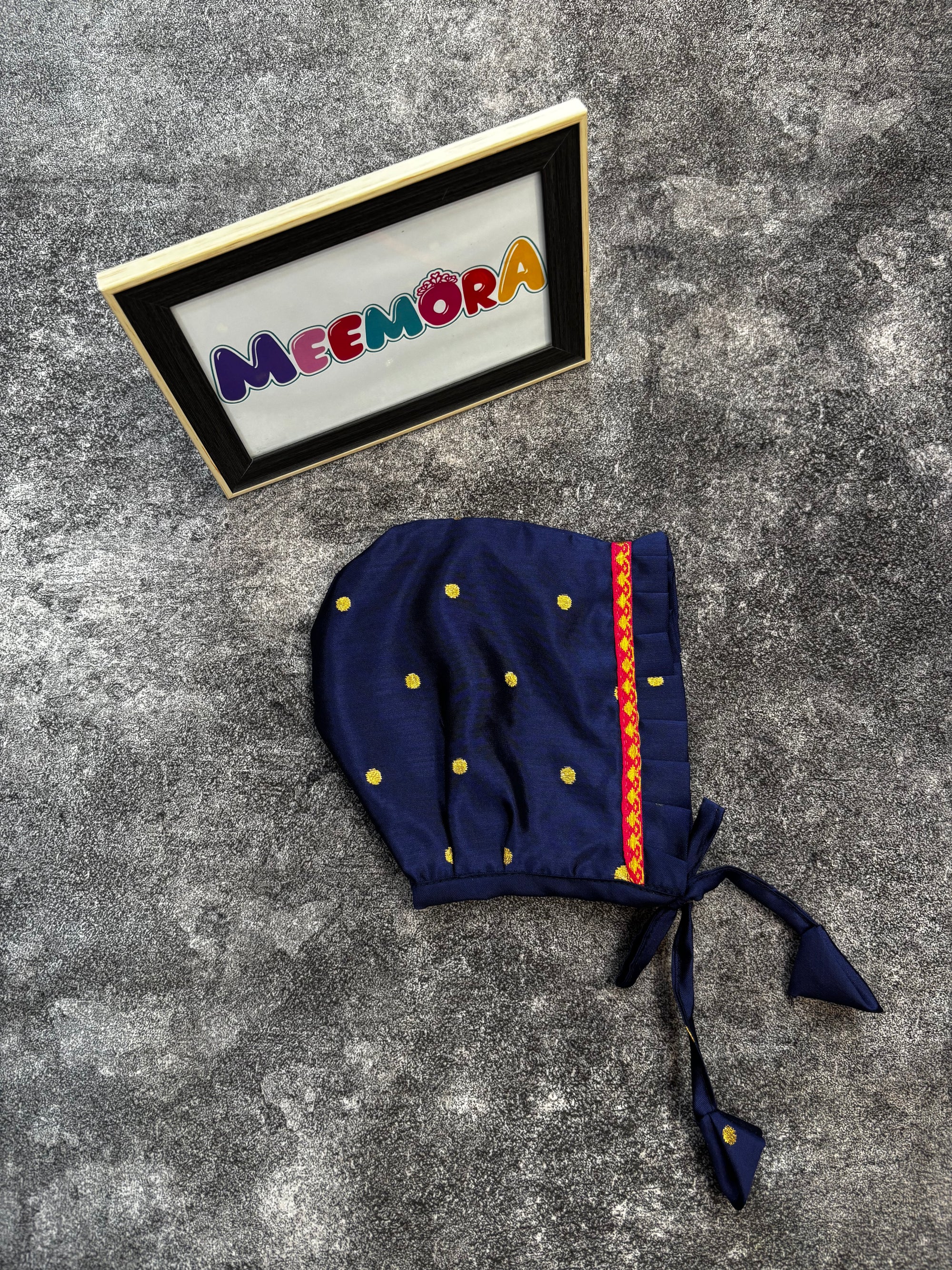 Navy Blue Paithani Styled Traditional Cap Topi