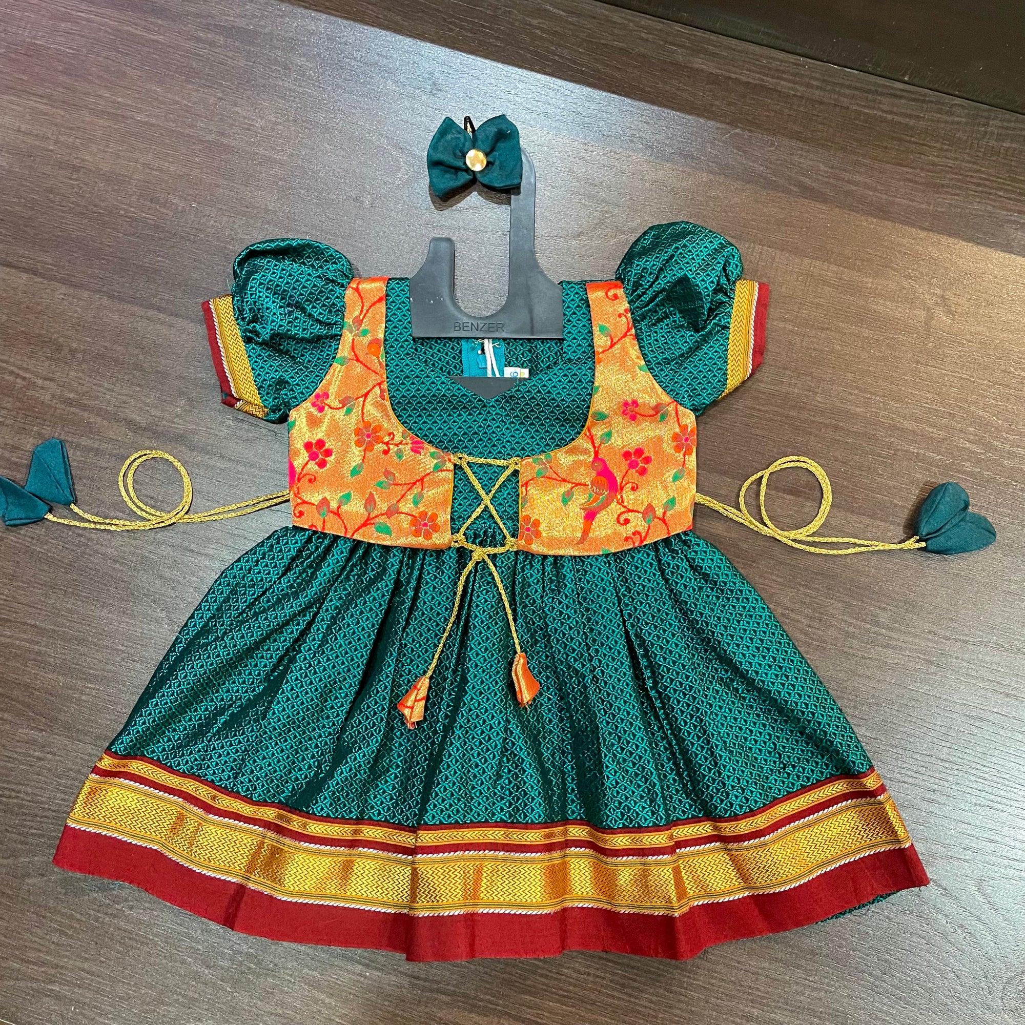 Morpankhi Khun Silk with Paithani Combination Silk Frock