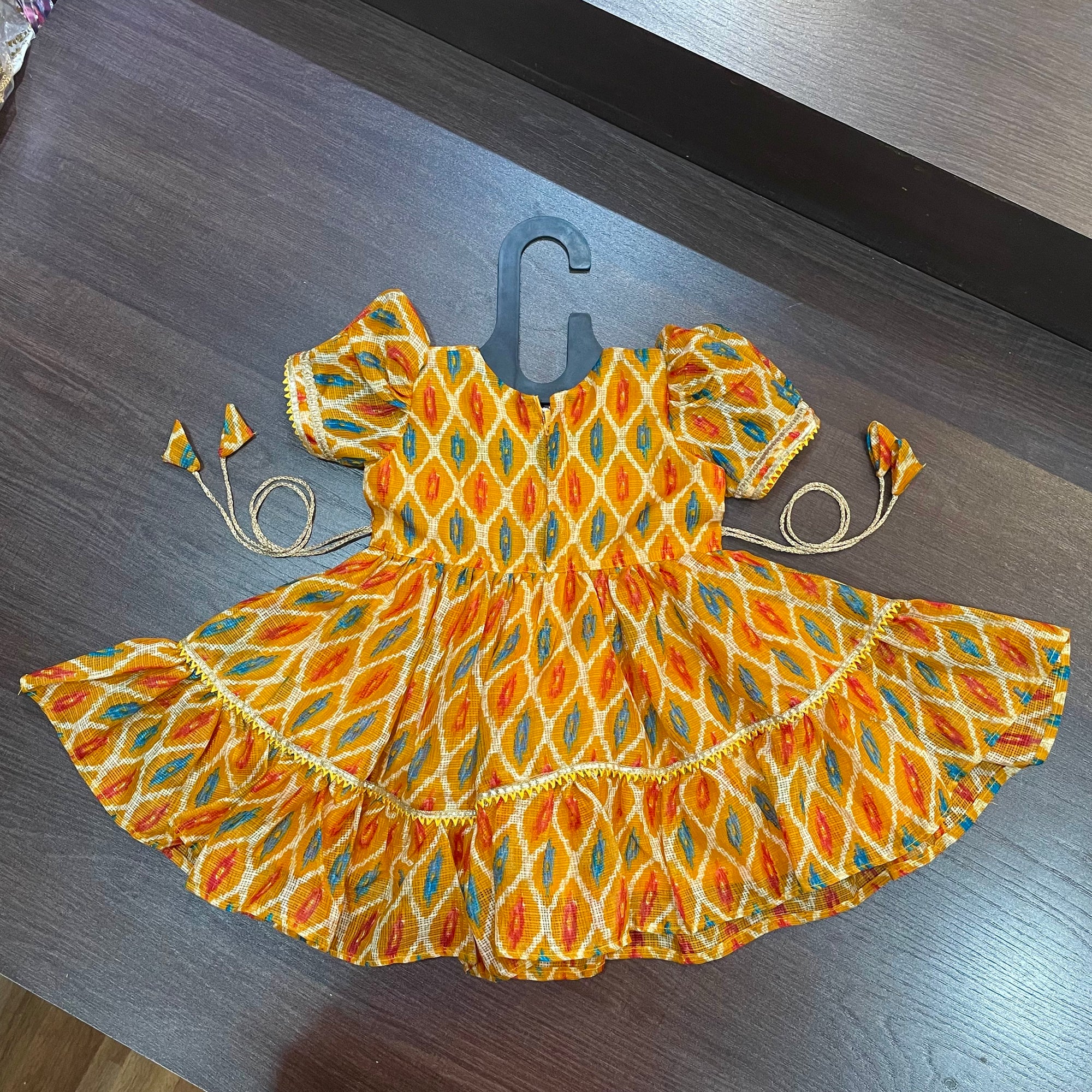 Yellow Angrakha Gotta Patti Border Frock Dress