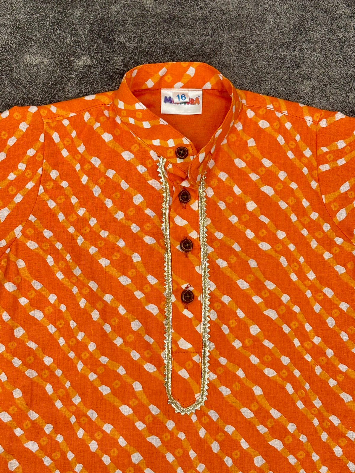 Orange Lehriya Cotton Kurta Pajama for Boys | 0-7 Years