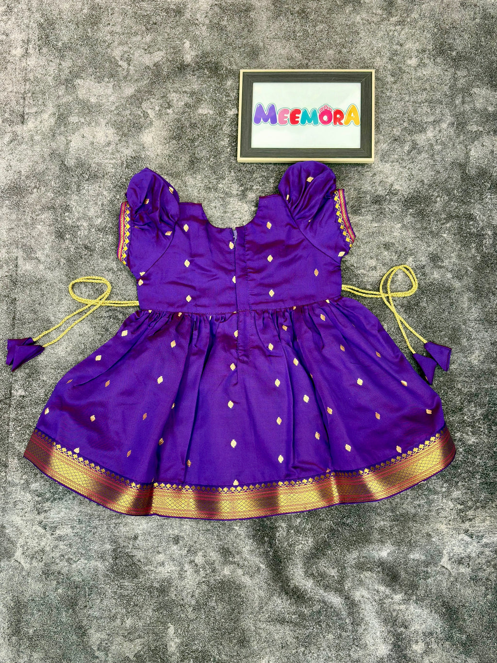 Purple Paithani Butti Silk Frock for Girls | 0–8 Years