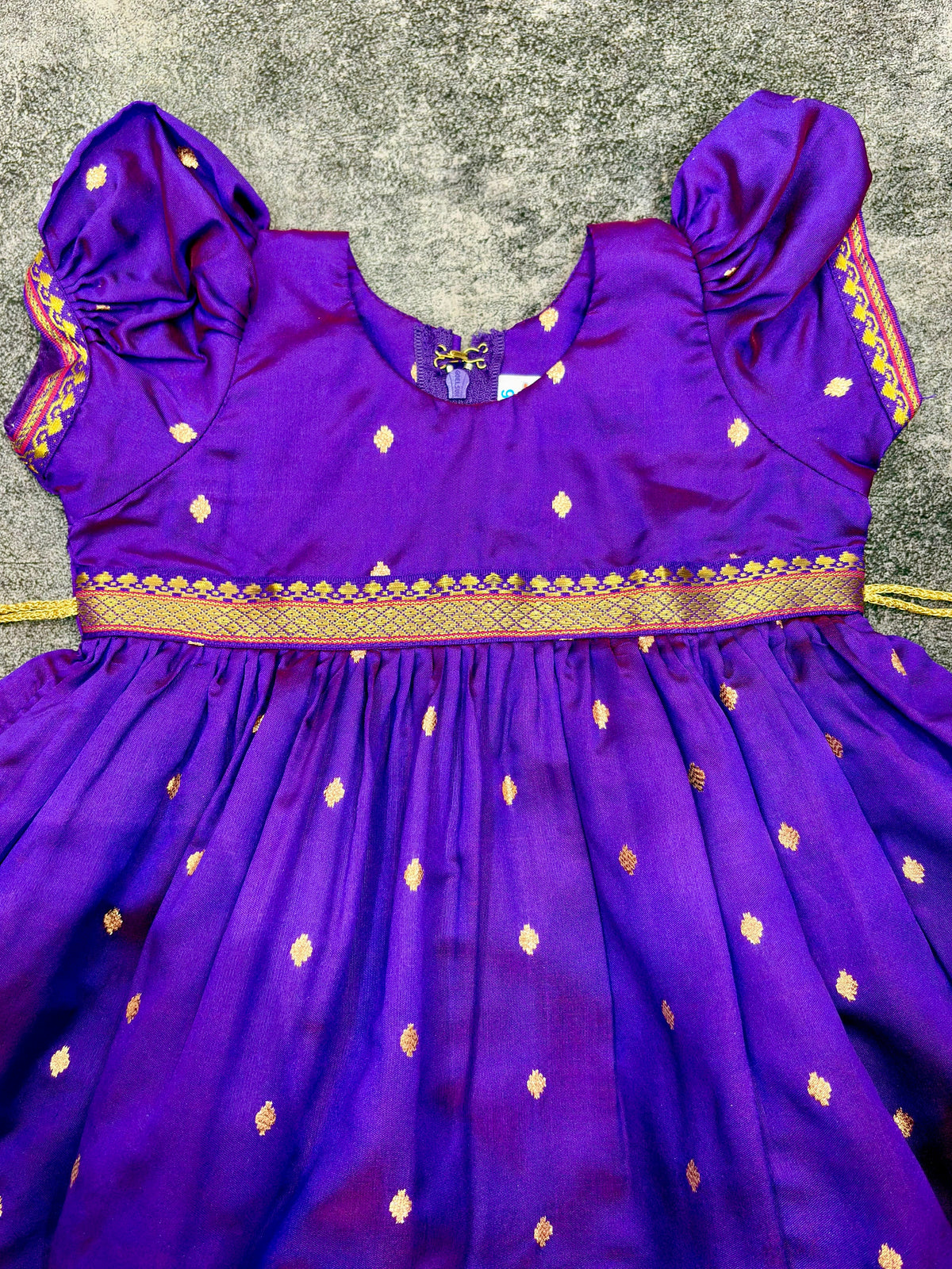 Purple Paithani Butti Silk Frock for Girls | 0–8 Years