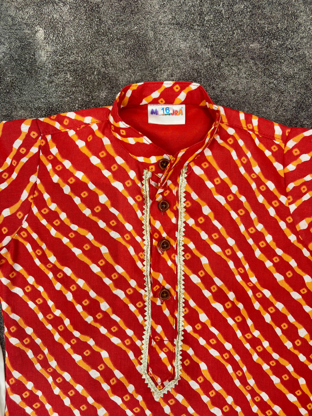 Red Lehriya Cotton Kurta Pajama for Boys | 0-7 Years
