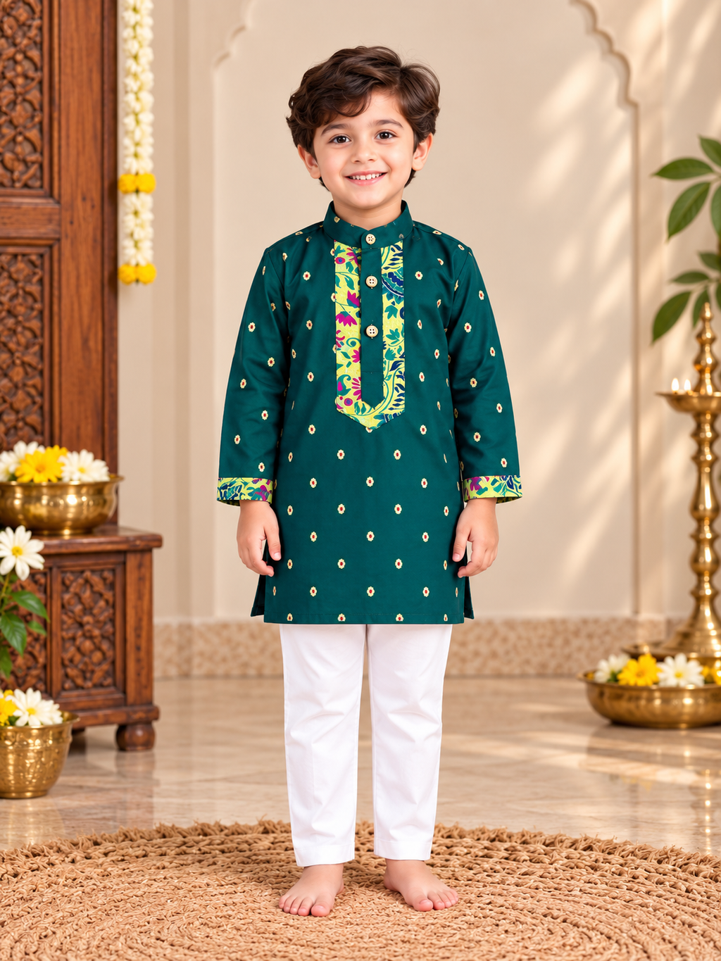 Rama Paithani Zari Silk Kurta Pajama