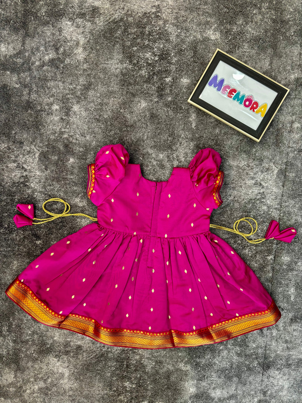 Ranipink Paithani Butti Silk Frock for Girls | 0–8 Years