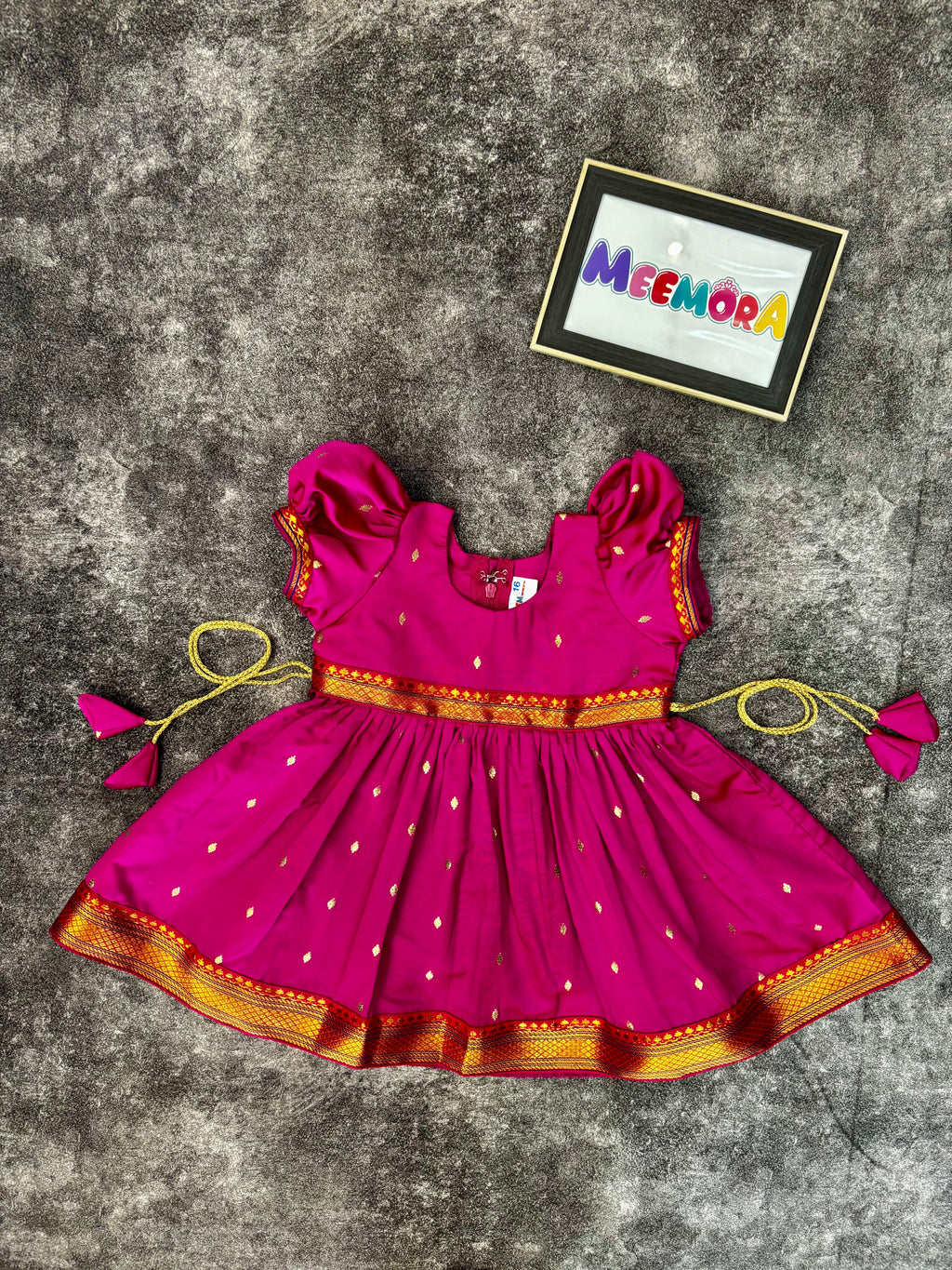 Ranipink Paithani Butti Silk Frock for Girls | 0–8 Years