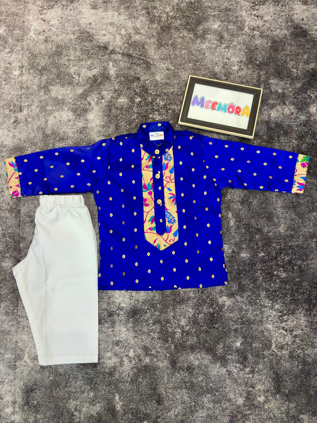 Royal Blue Paithani Zari Silk Kurta Pajama