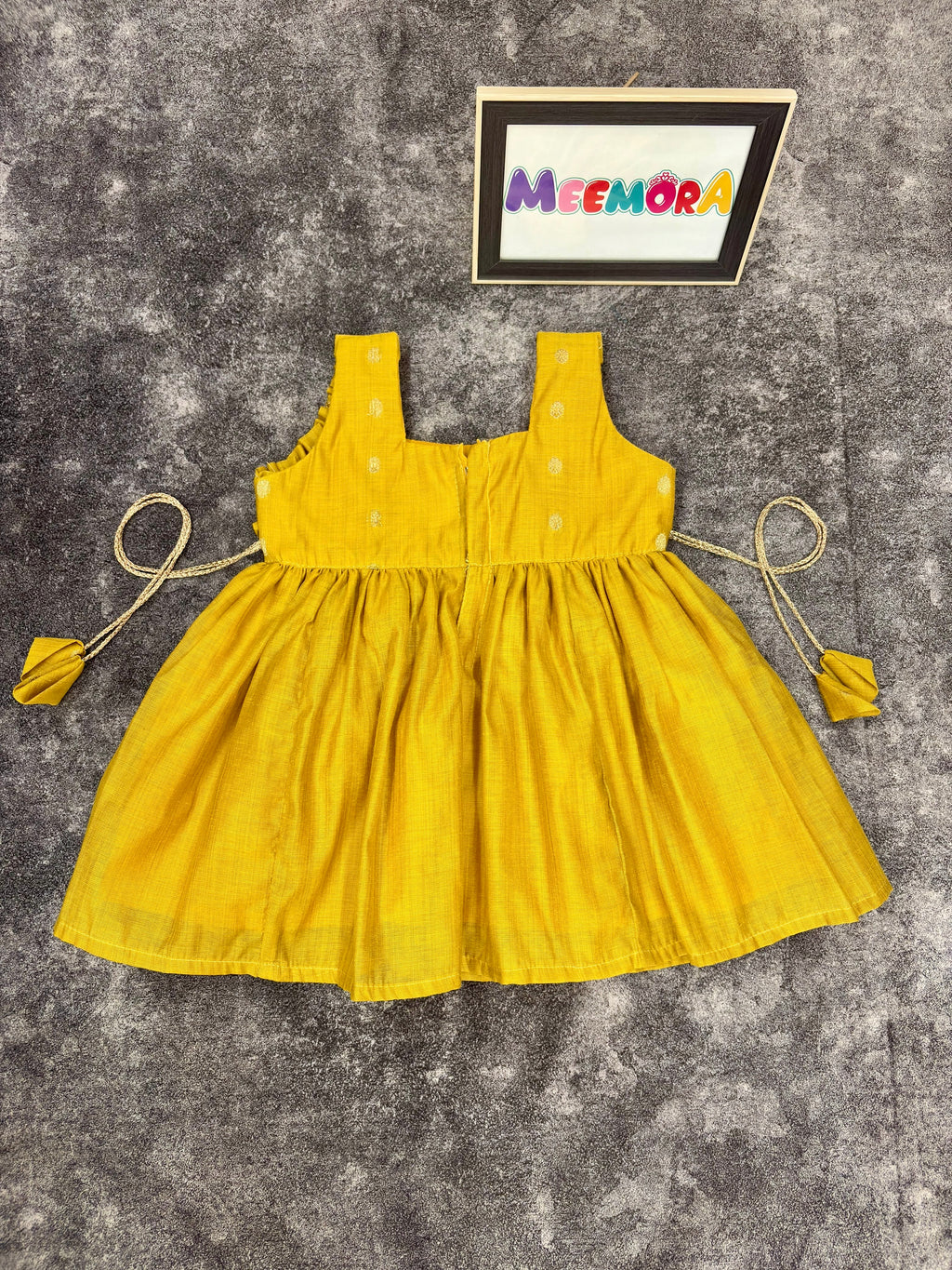 Yellow Gold Coin Silk Frock for Girls | 0–5 Years
