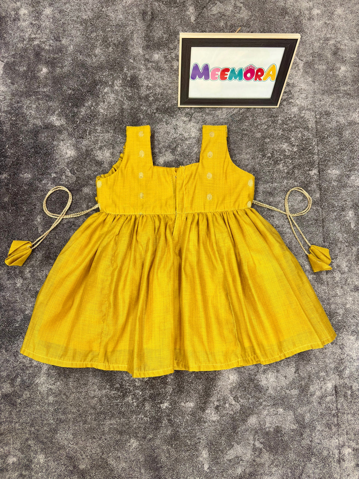 Yellow Gold Coin Silk Frock for Girls | 0–5 Years