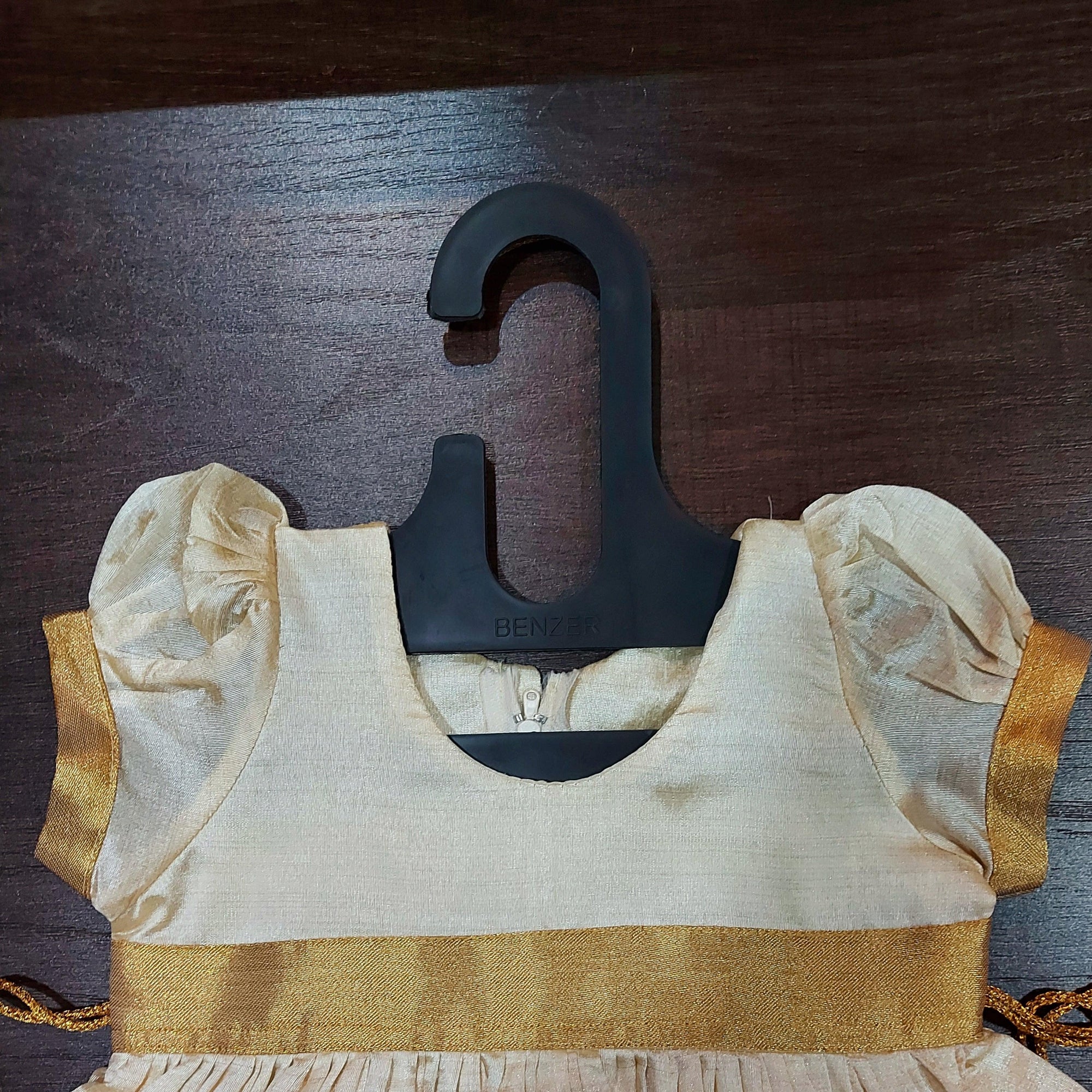 Cream Color Kasavu Silk Frock Dress - MEEMORA FROCKS