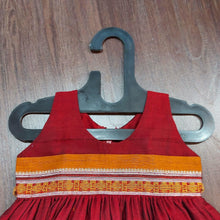 Load image into Gallery viewer, Maroon Color Mustard Silver Border Pure Irkal Knee Length Frock Dress - MEEMORA FROCKS
