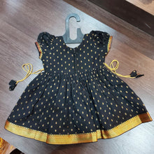 Load image into Gallery viewer, Black Chanderi Butti Frock Dress. - MEEMORA FROCKS

