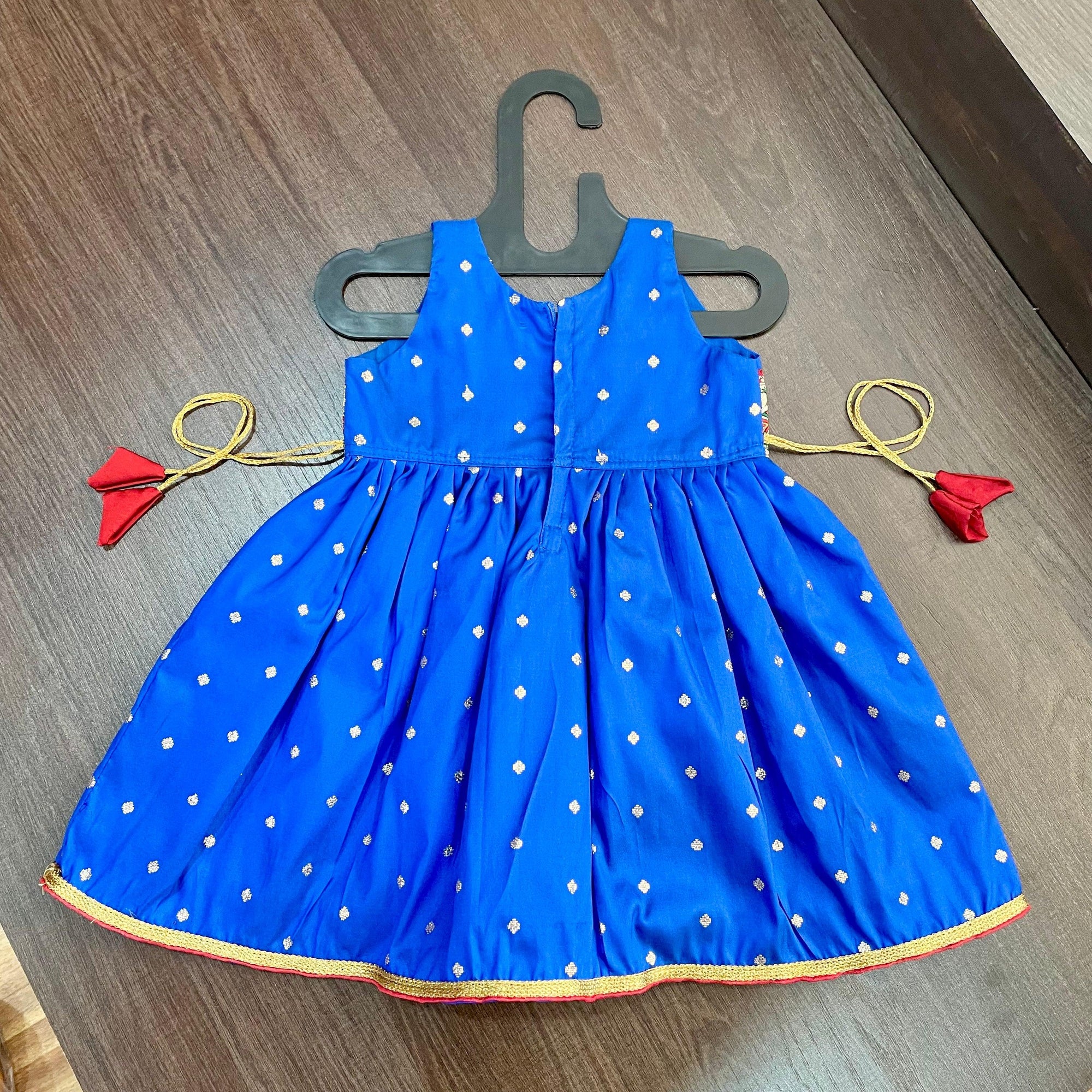 Royal Blue Silk with Peacock Paithani Border Dress - MEEMORA FROCKS