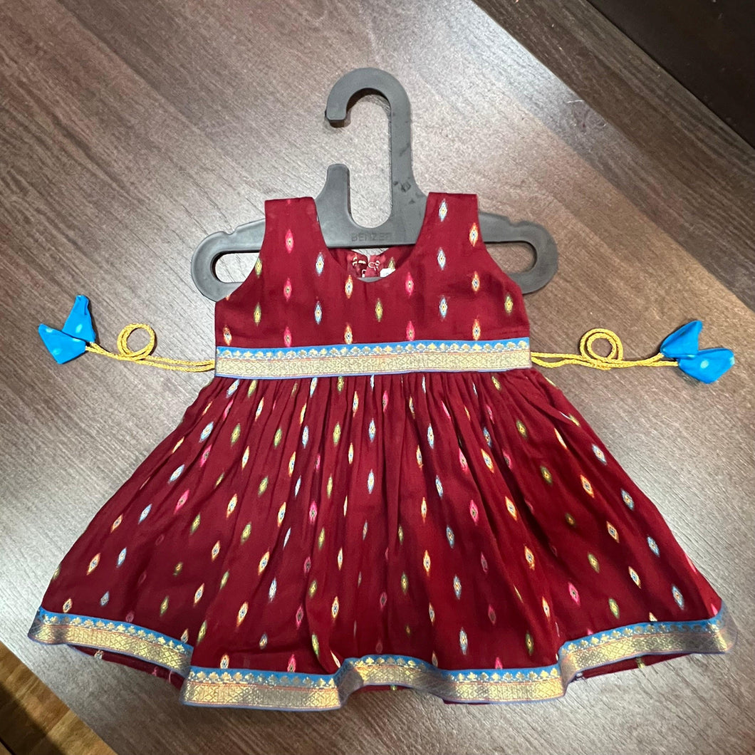 MAROON MULTI BUTTI FROCK DRESS - MEEMORA FROCKS