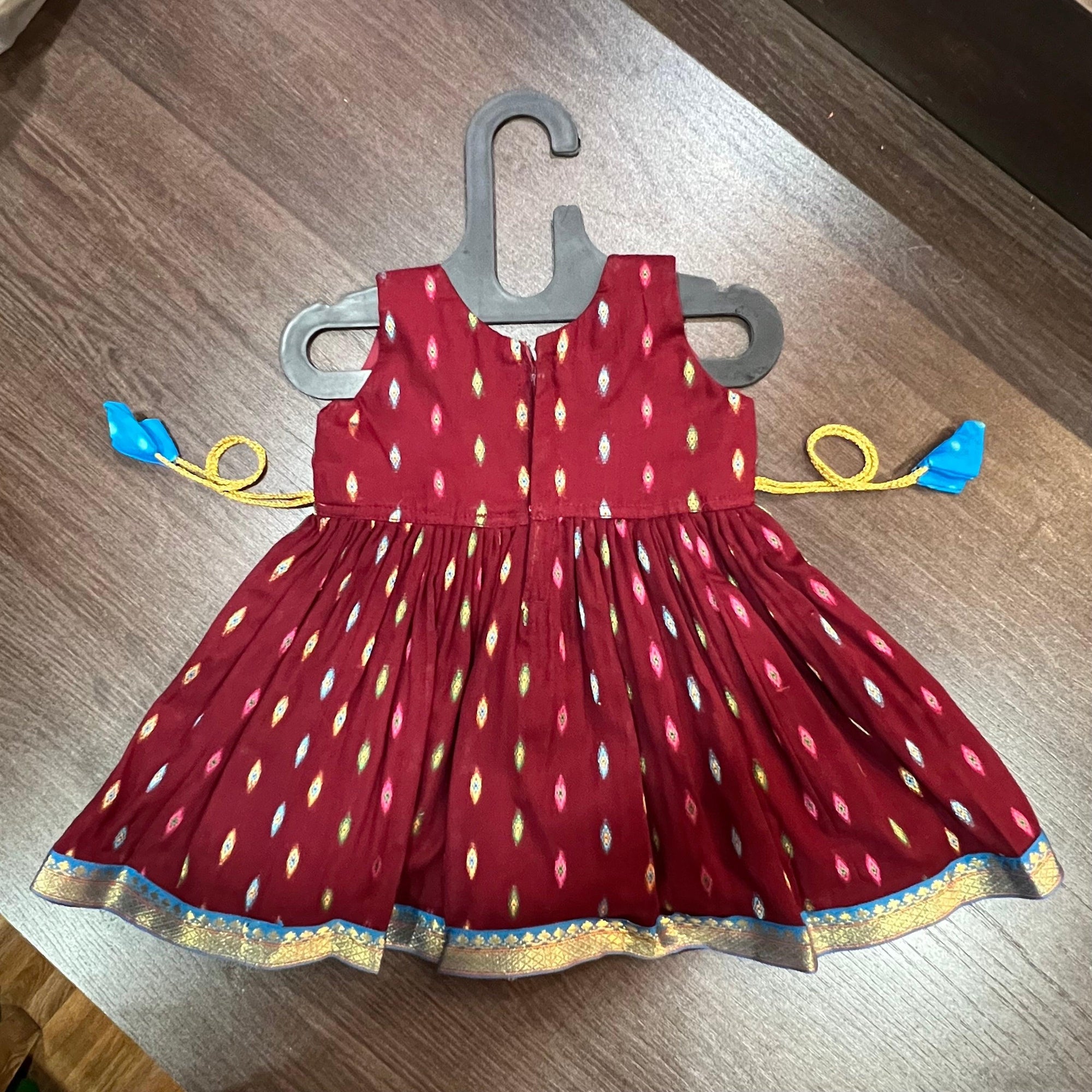 MAROON MULTI BUTTI FROCK DRESS - MEEMORA FROCKS