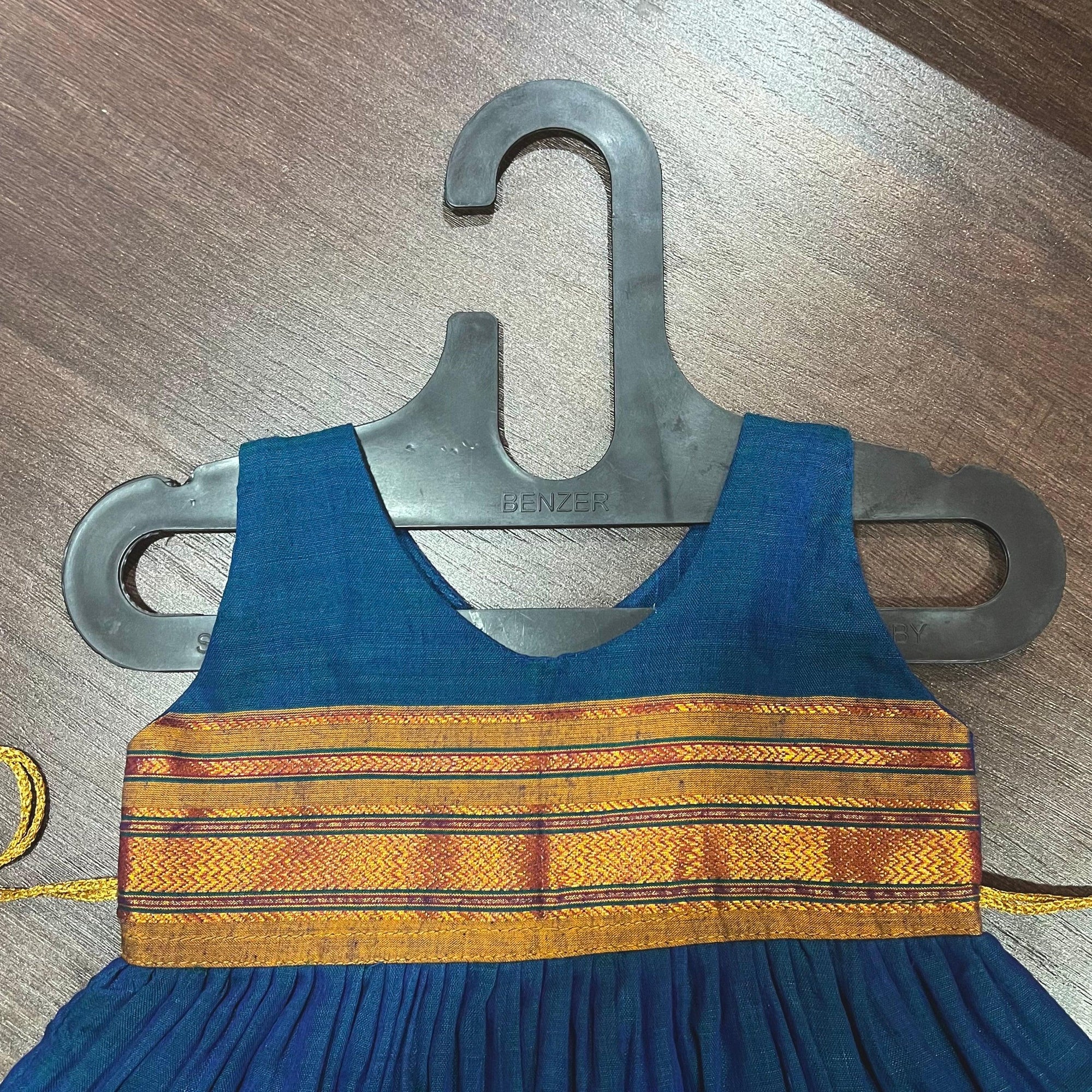 Morpankhi Mustard Golden Border Knee Length Frock Dress - MEEMORA FROCKS